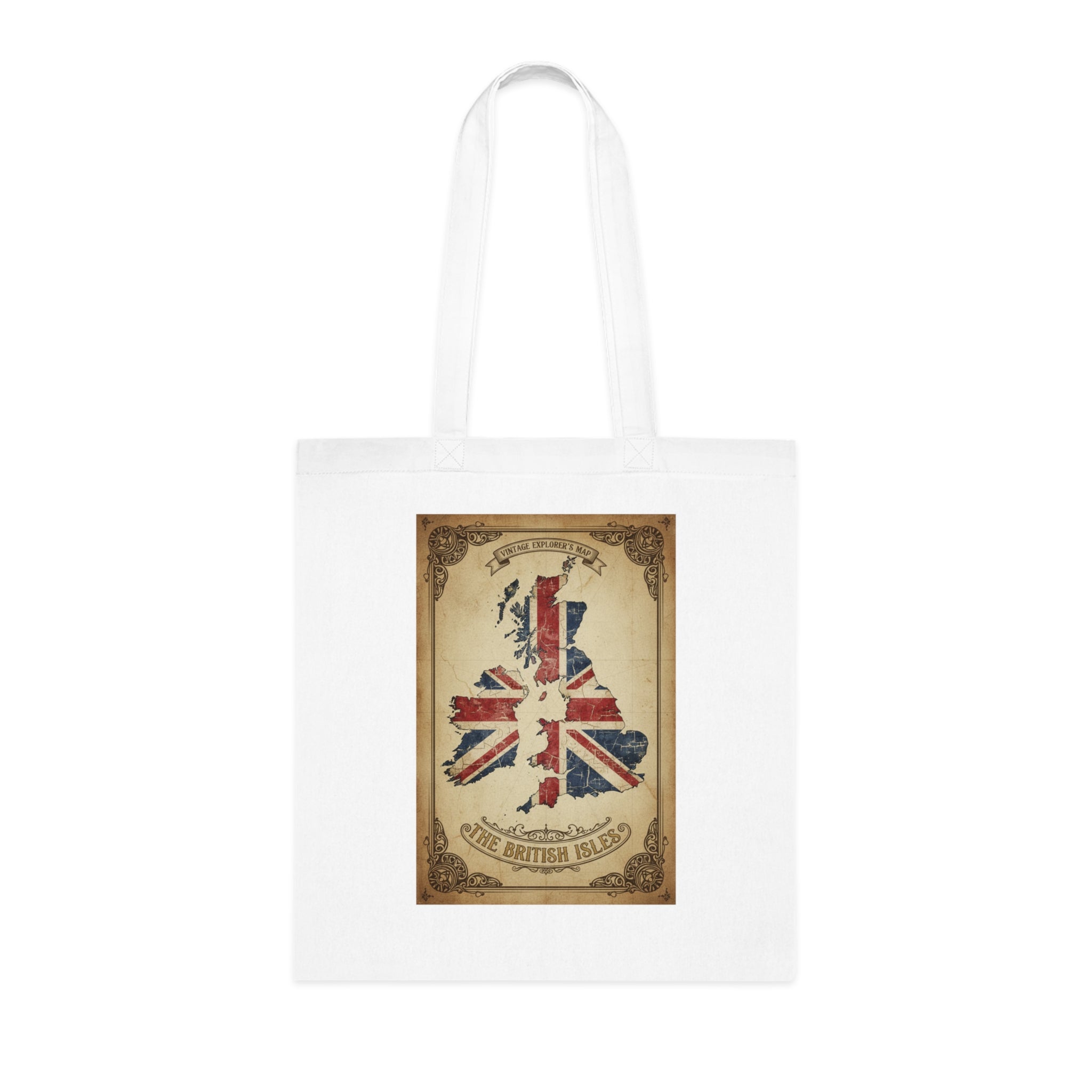 British Isles Vintage Map Tote Bag - Union Jack UK Pride Cotton Tote