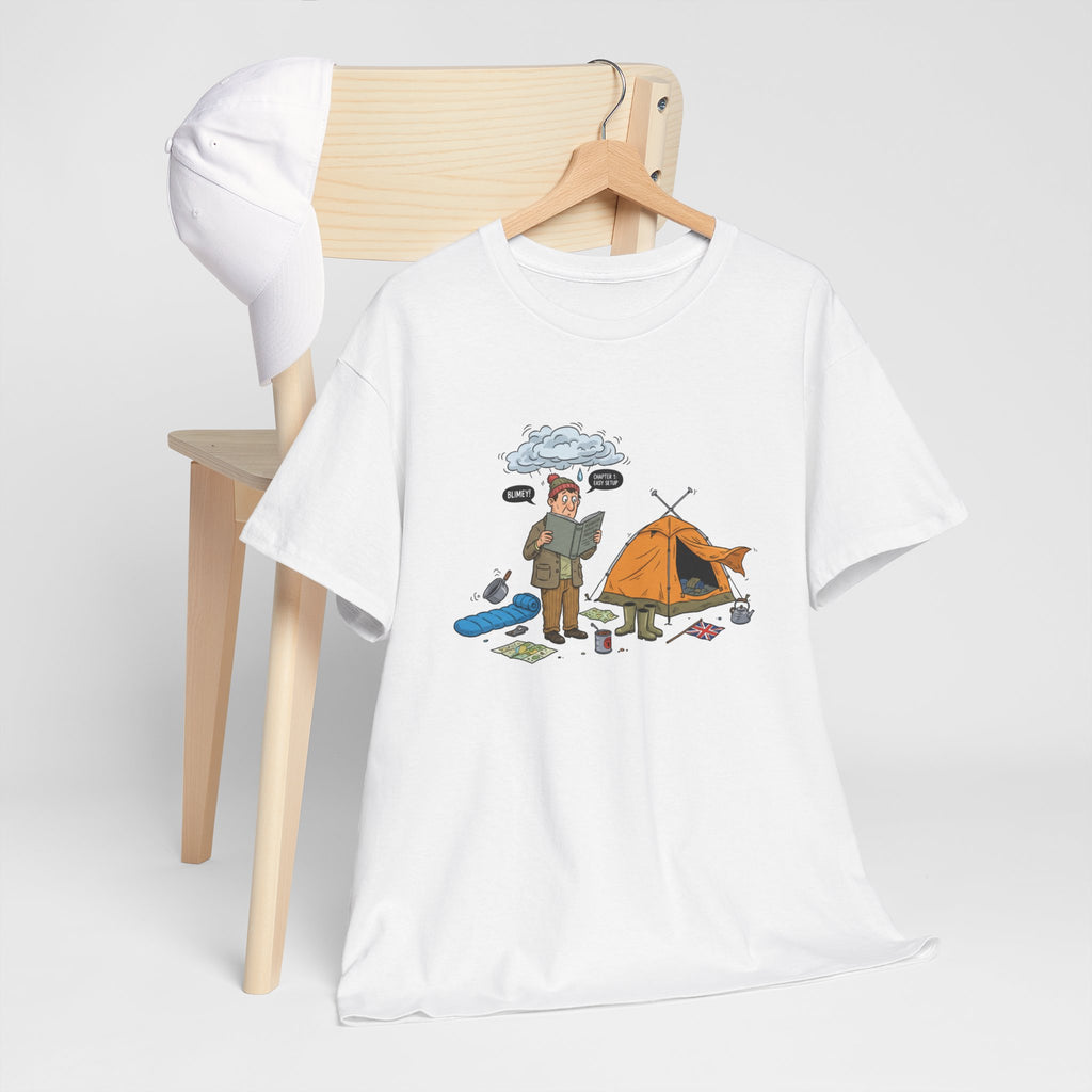 Retro Mountain Camping Graphic T-Shirt — Vintage Campfire Adventure Tee