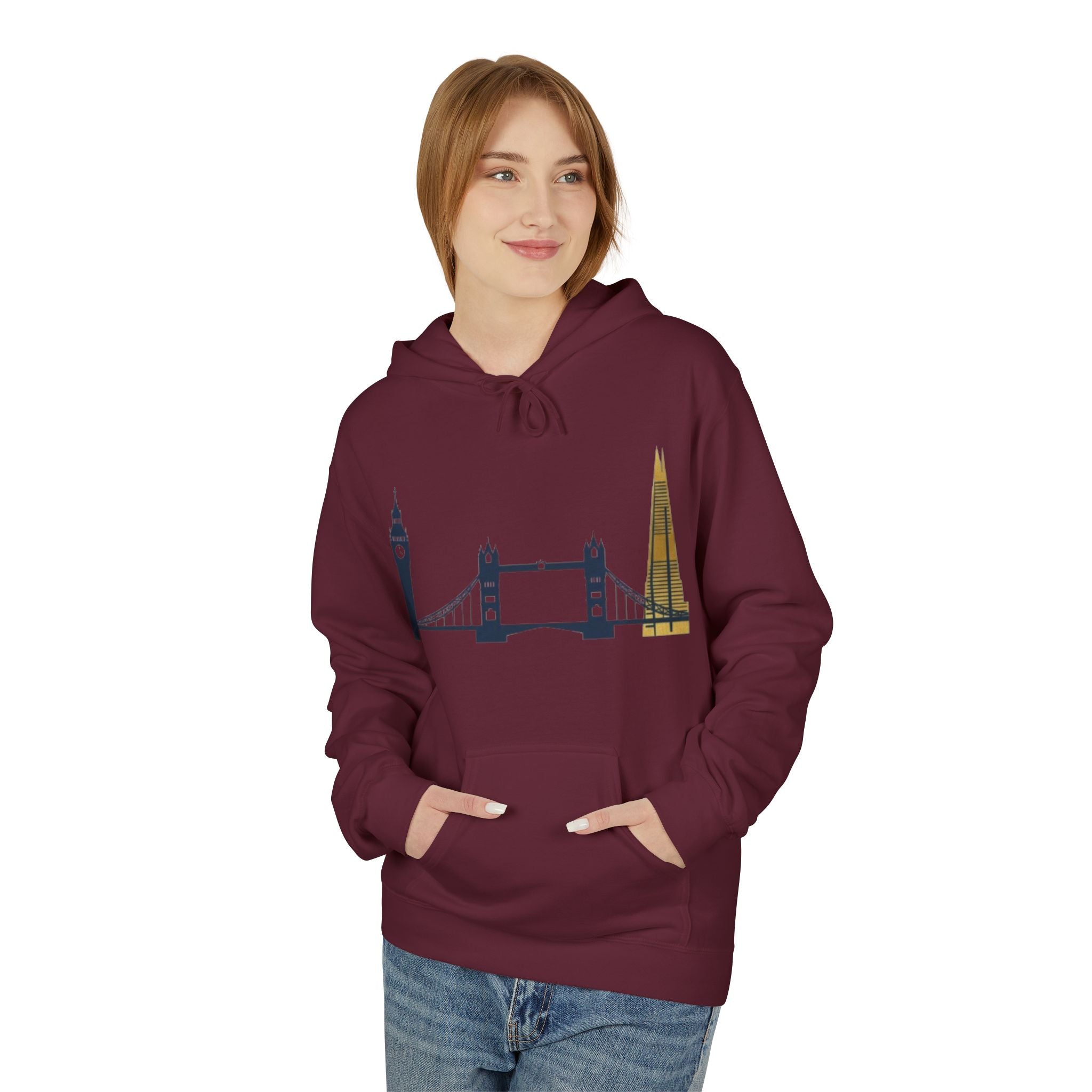 London Skyline Hoodie — Minimal Big Ben, Tower Bridge & The Shard Travel Sweatshirt