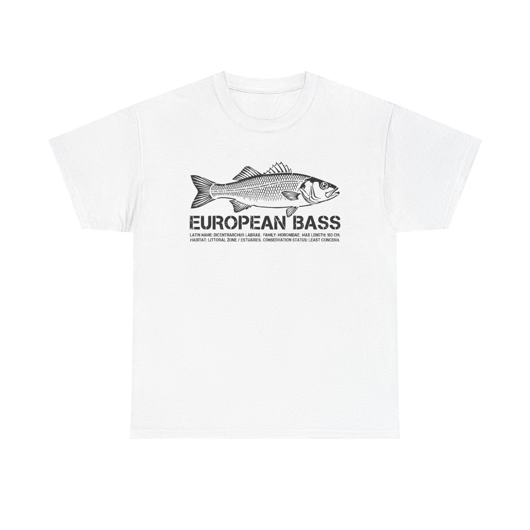 European Bass Fishing — Vintage Fish Illustration Tee