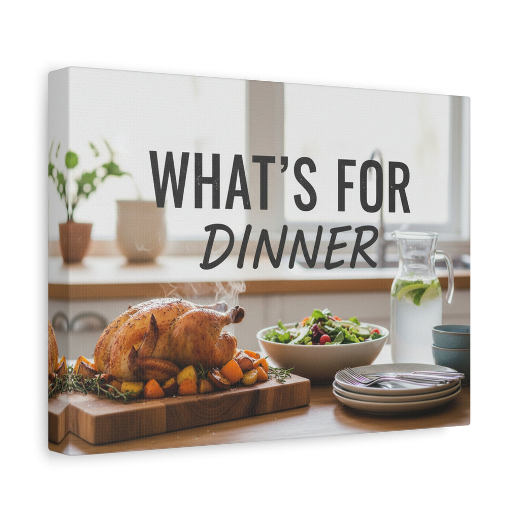 Canvas Wall Art — "What's For Dinner" Kitchen Sign, Rustic Dining Room Decor