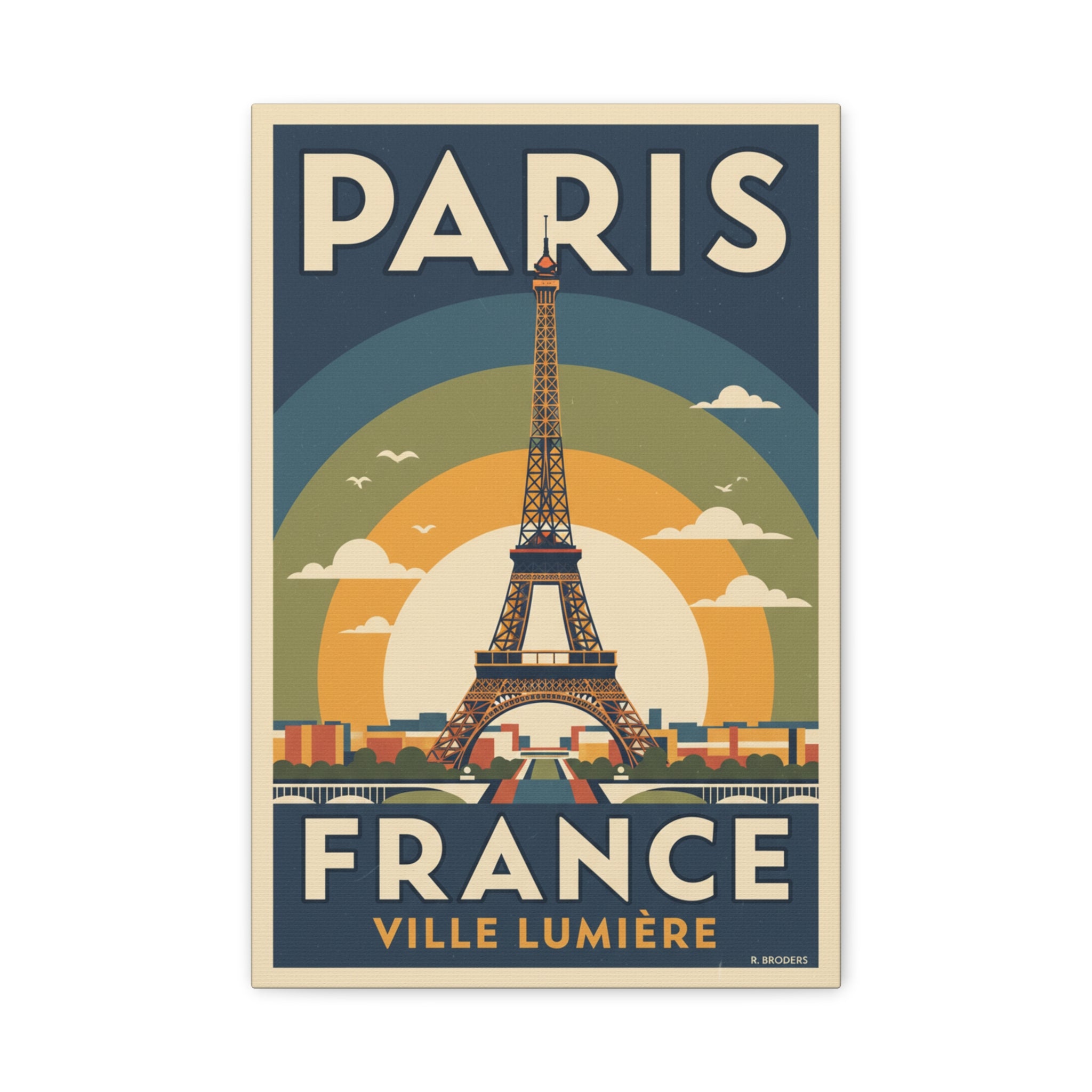 Paris France Eiffel Tower Vintage Poster Canvas