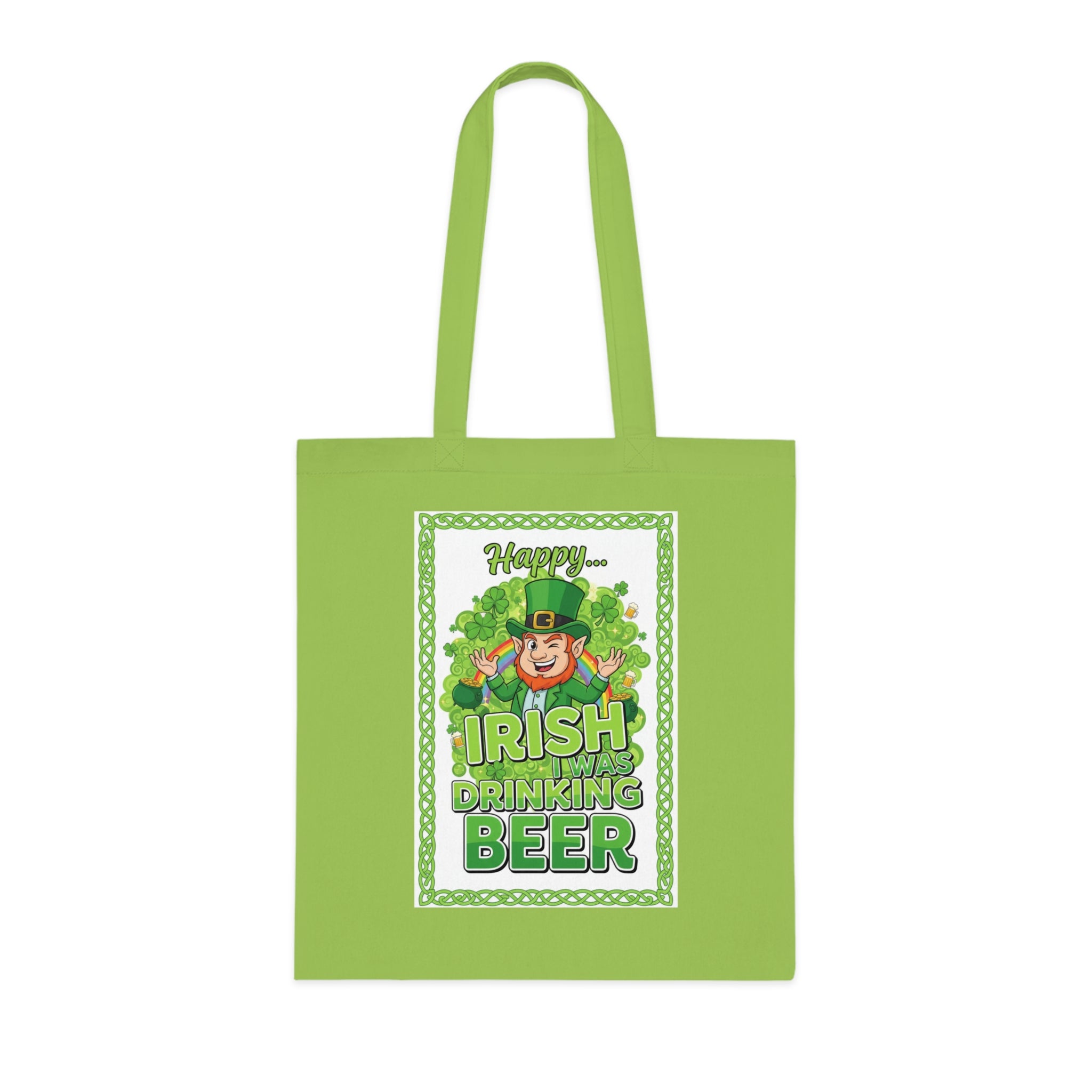 St. Patrick’s Day Irish Drinking Beer Cotton Tote - Leprechaun Shamrock Grocery Bag