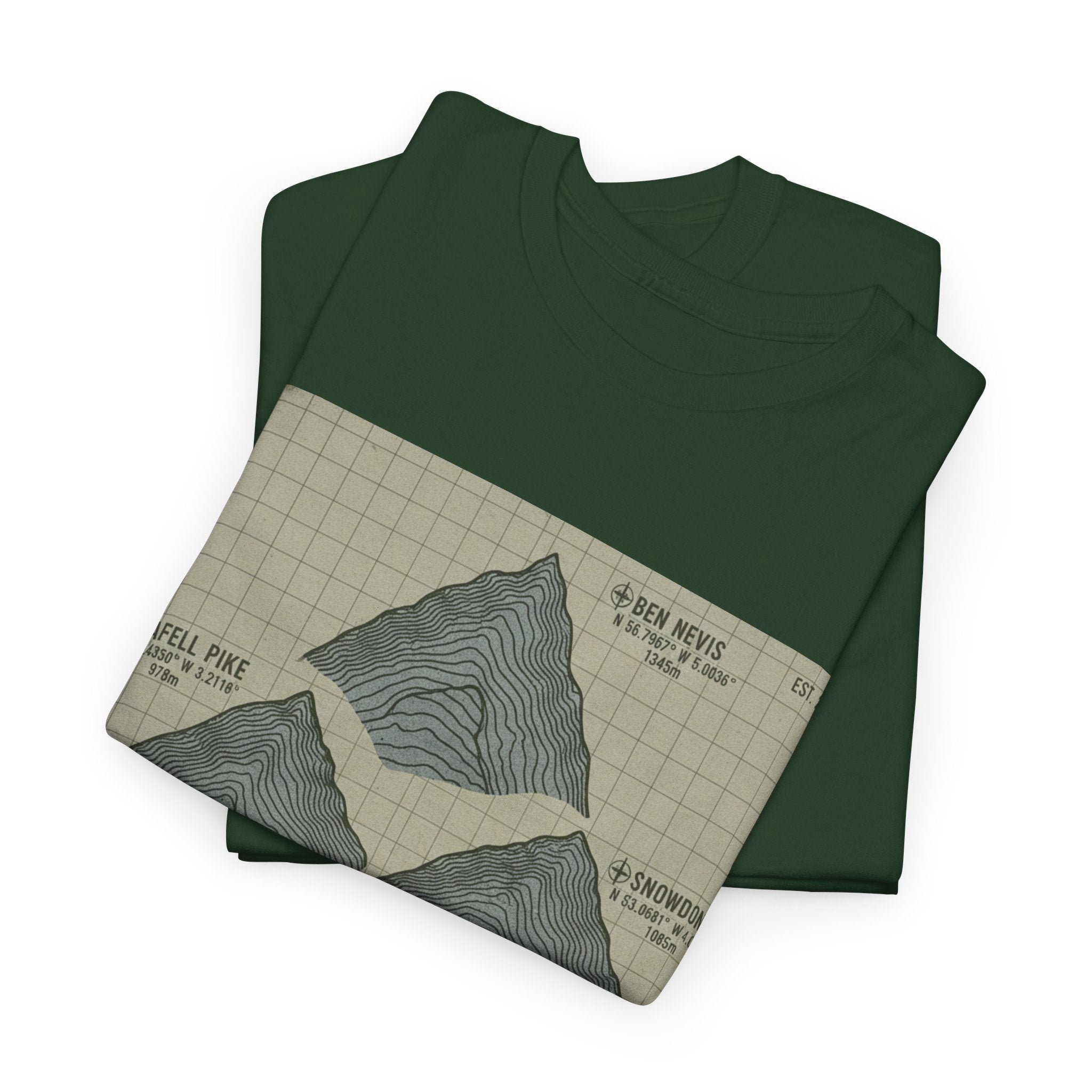 Three Peaks Challenge Graphic T-Shirt — Retro UK Mountain Summit Tee