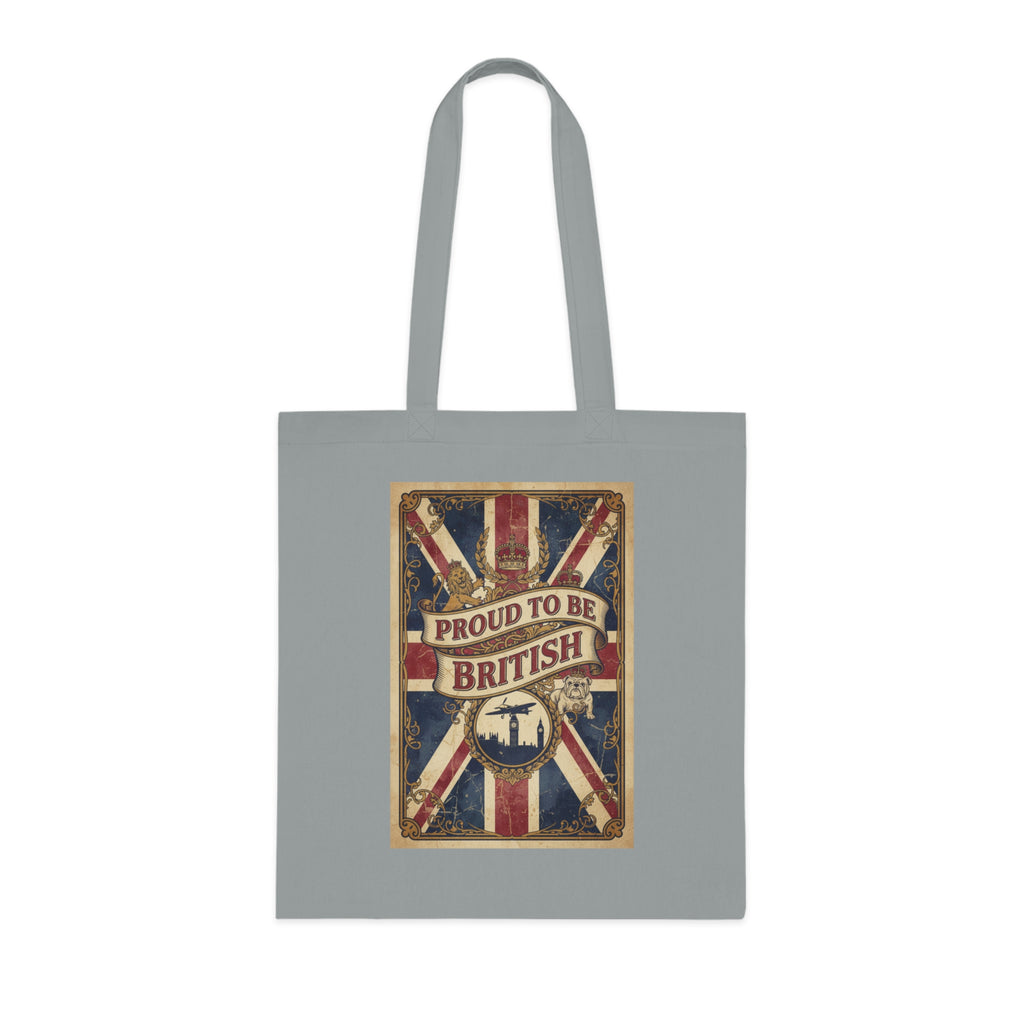 Proud to Be British Cotton Tote Bag — Union Jack Retro Flag Shopper