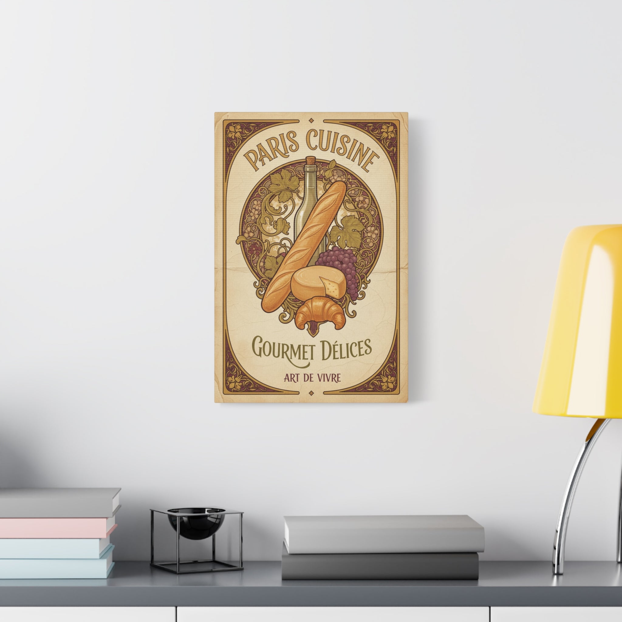 Paris Cuisine Matte Canvas Print - 'Gourmet Délices' Vintage French Kitchen Wall Art