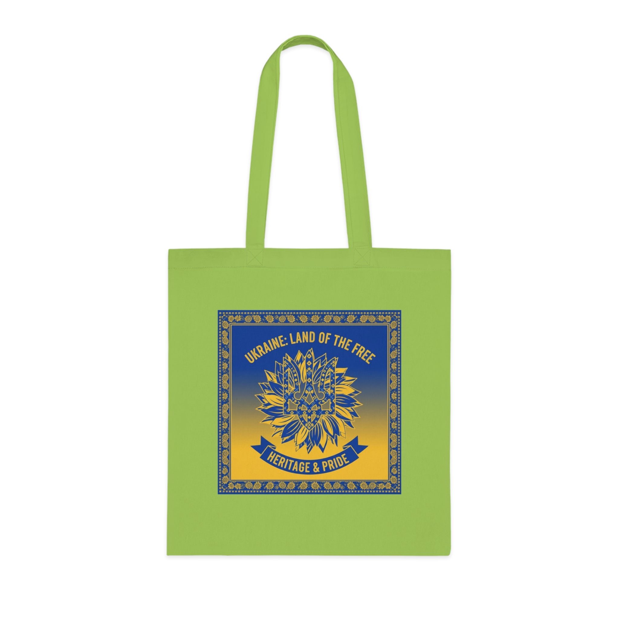Ukraine Heritage & Pride Cotton Tote — Land of the Free Sunflower Design