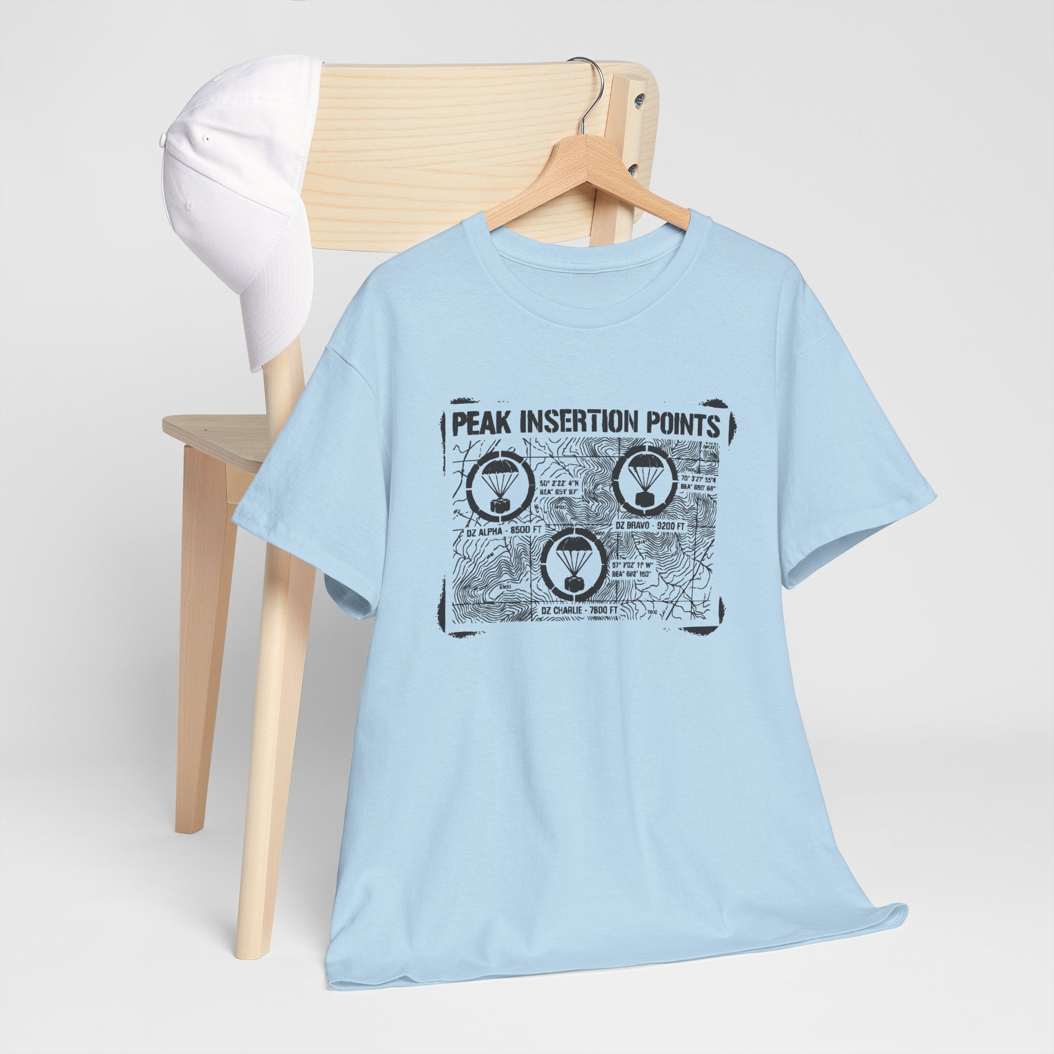 Retro Mountain Schematic Graphic T-Shirt — Technical Diagram Hiking Tee
