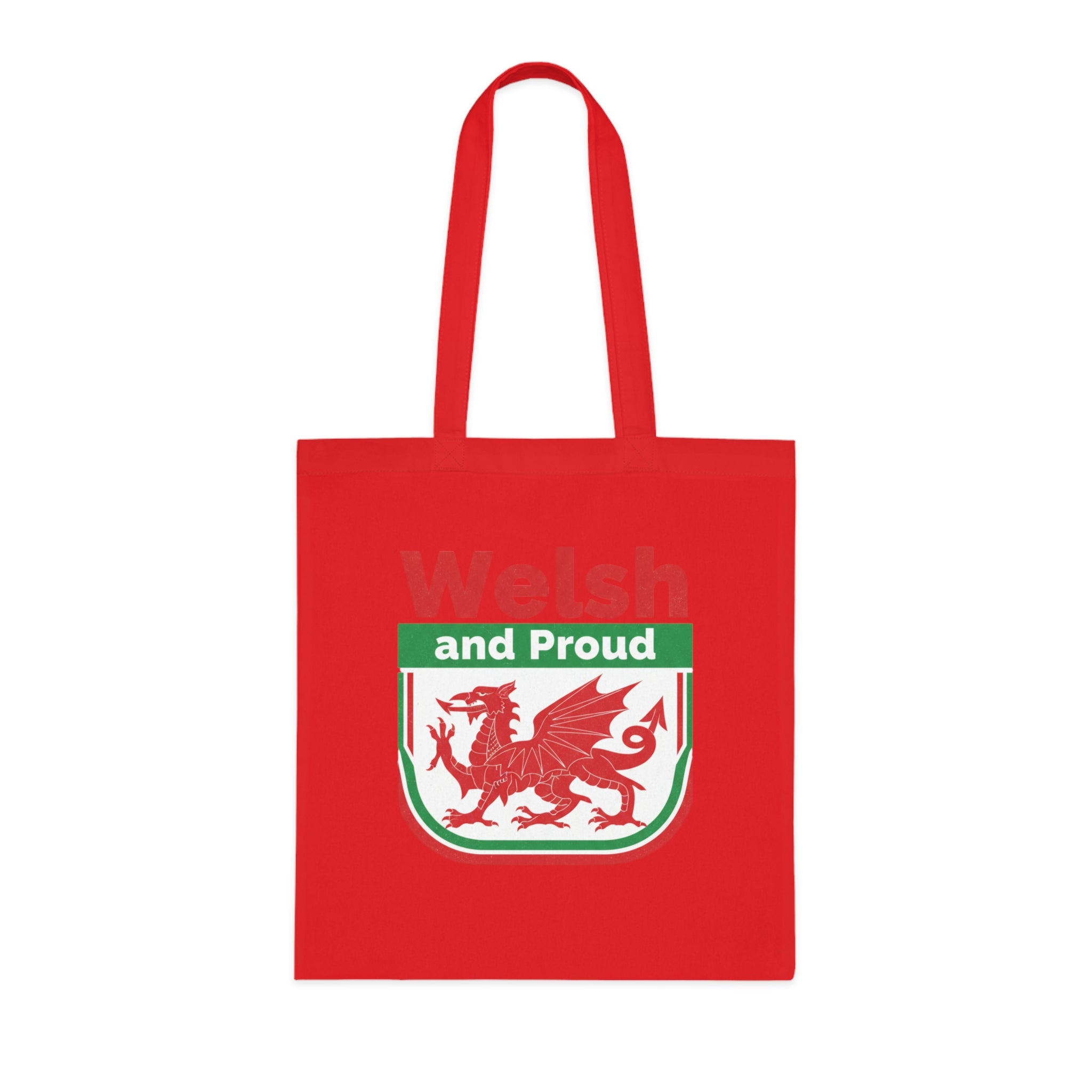 Welsh and Proud Tote Bag — Cotton Reusable Shopping Tote with Red Dragon Design