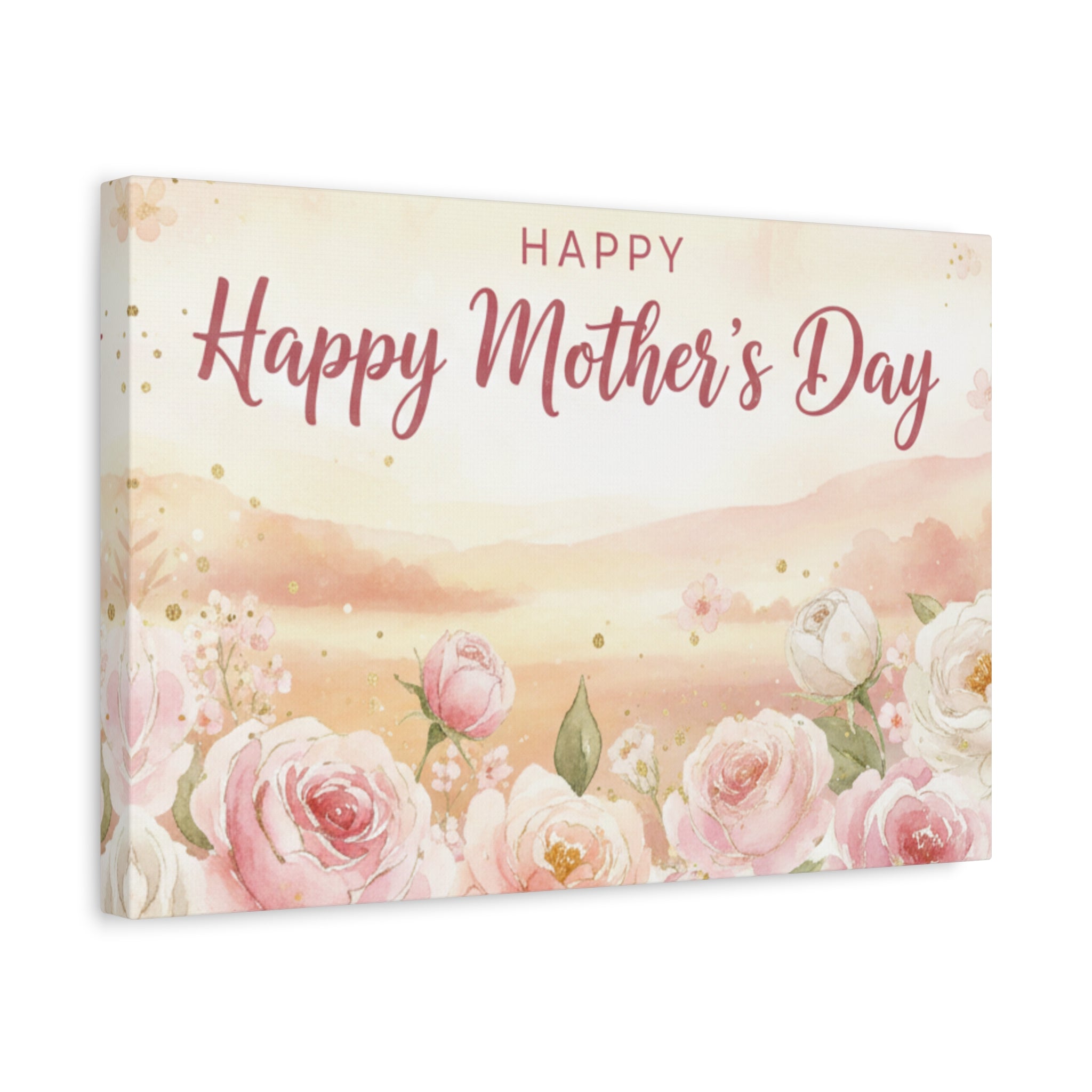 Happy Mother's Day Floral Canvas Art — Stretched Matte Wall Decor