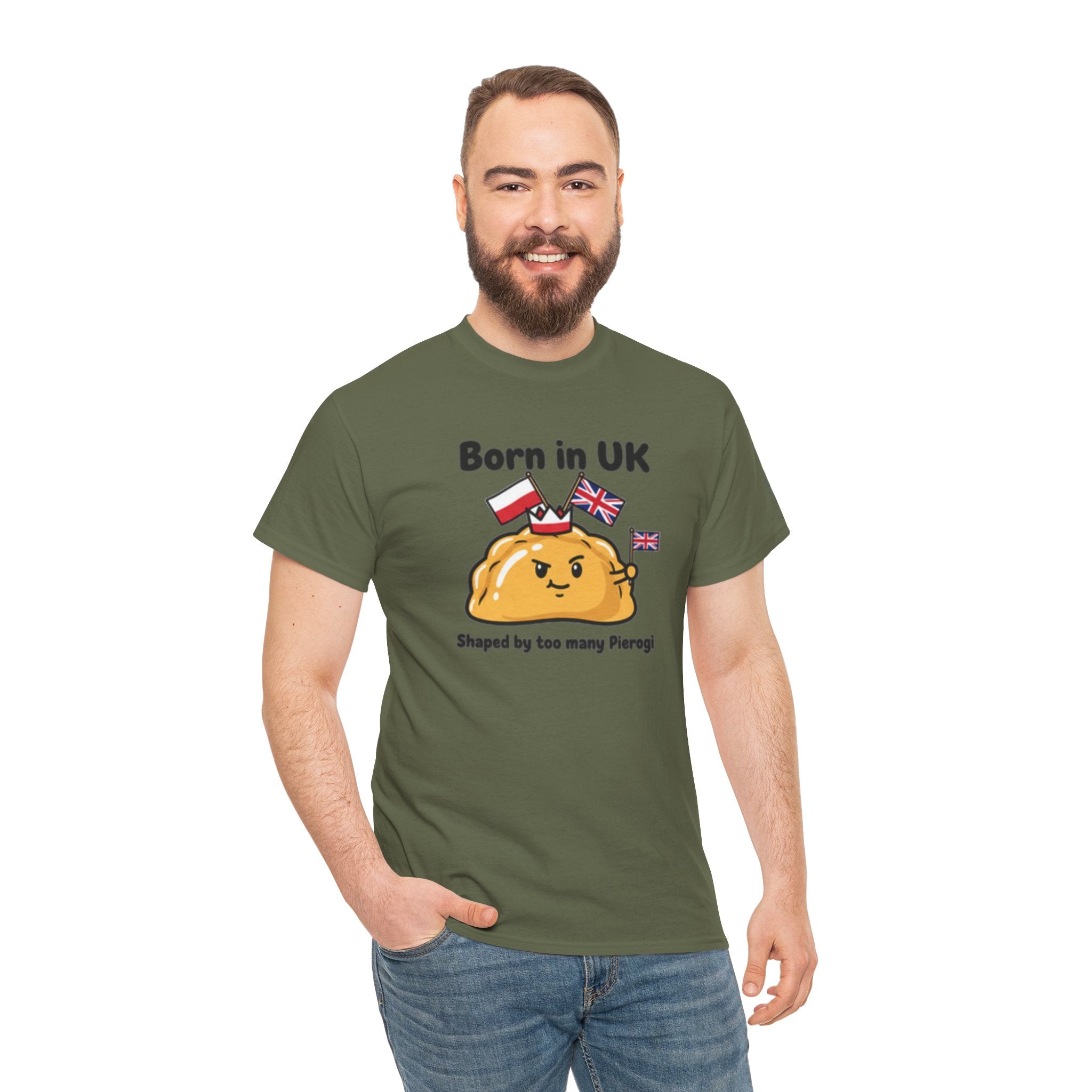 Born in UK Pierogi T‑Shirt — Funny Polish‑British Pride Tee