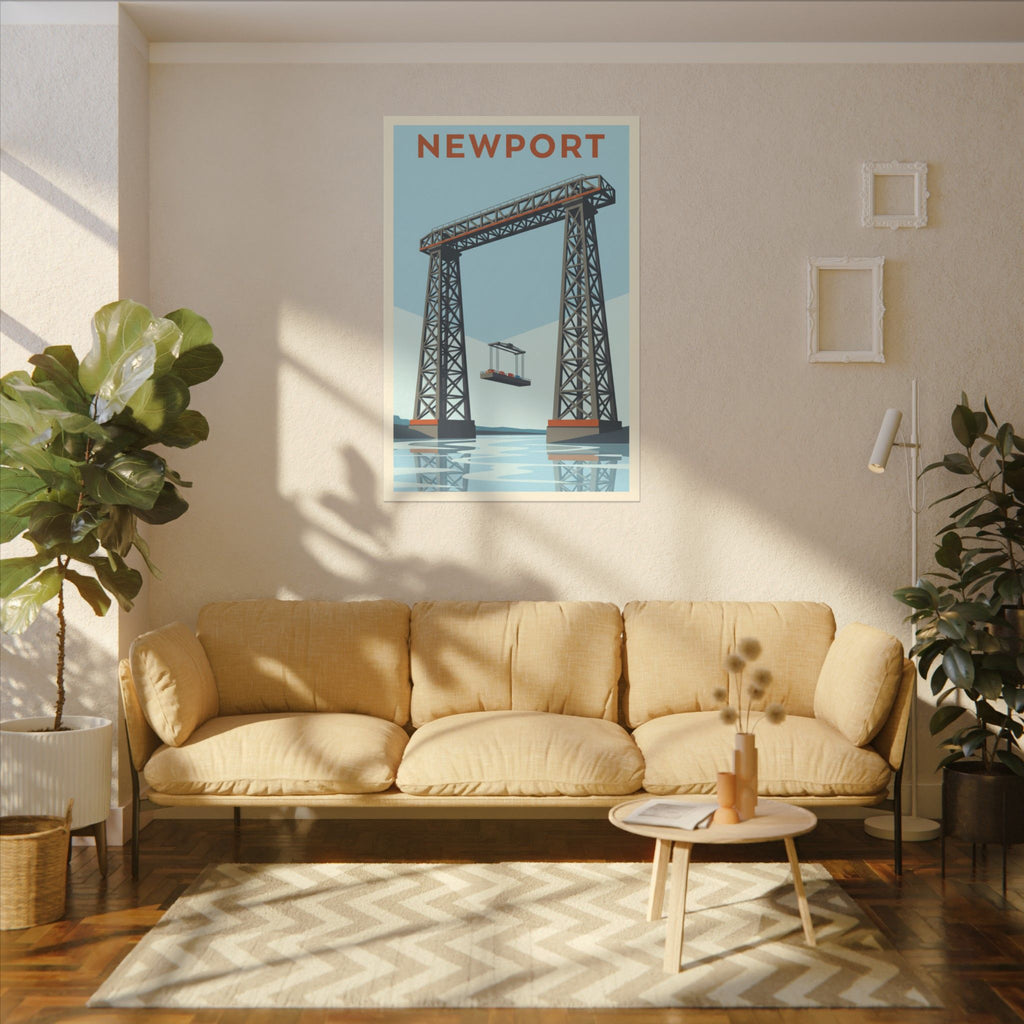 Newport Aerial Tram Matte Canvas Print  Vintage Coastal Wall Art