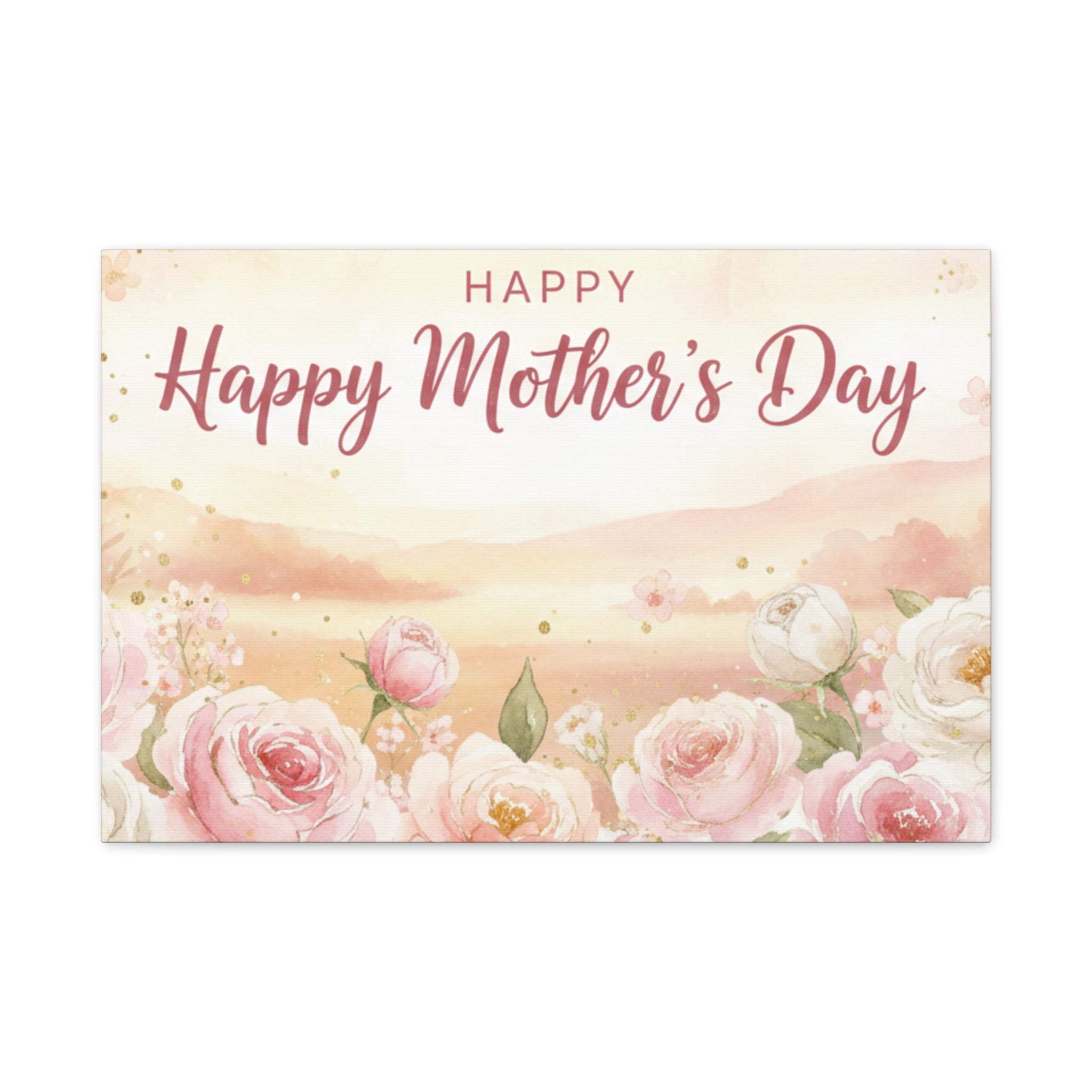 Happy Mother's Day Floral Canvas Art — Stretched Matte Wall Decor