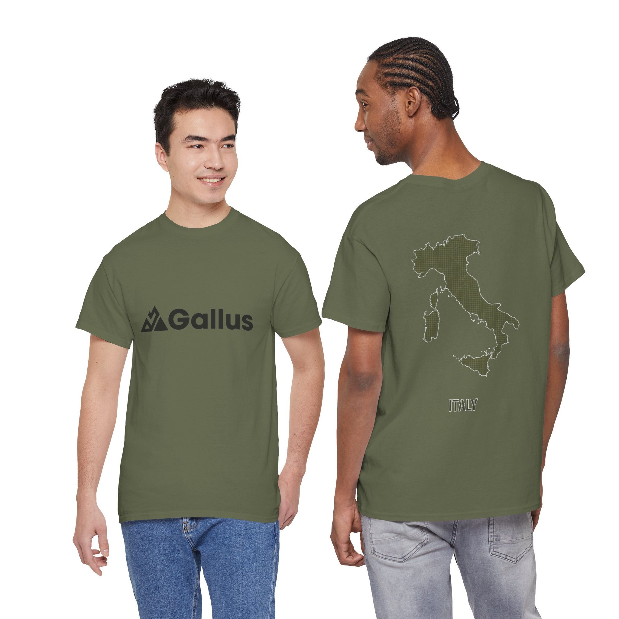 Italy Map Tee — GALLUS Logo Casual Cotton T-Shirt