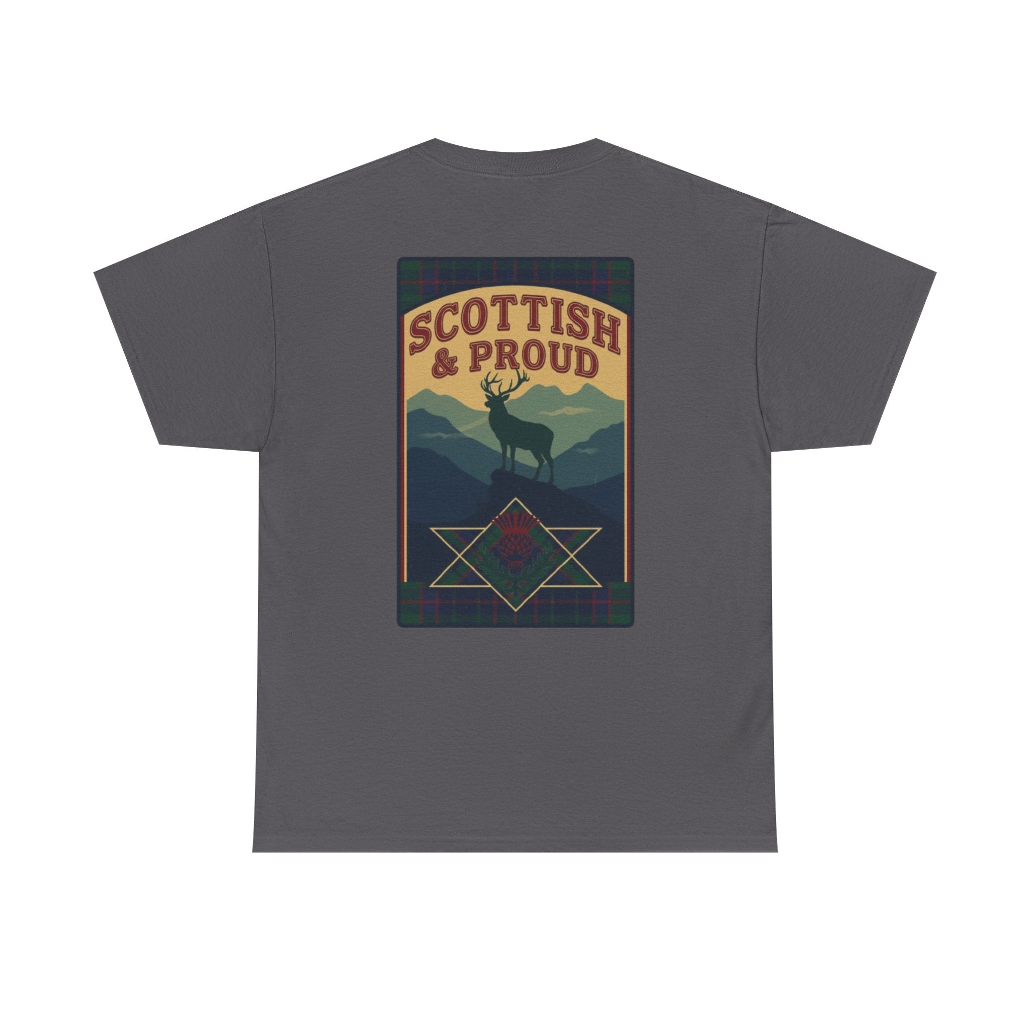 Scottish & Proud T‑Shirt — Retro Stag Scotland Flag Tee