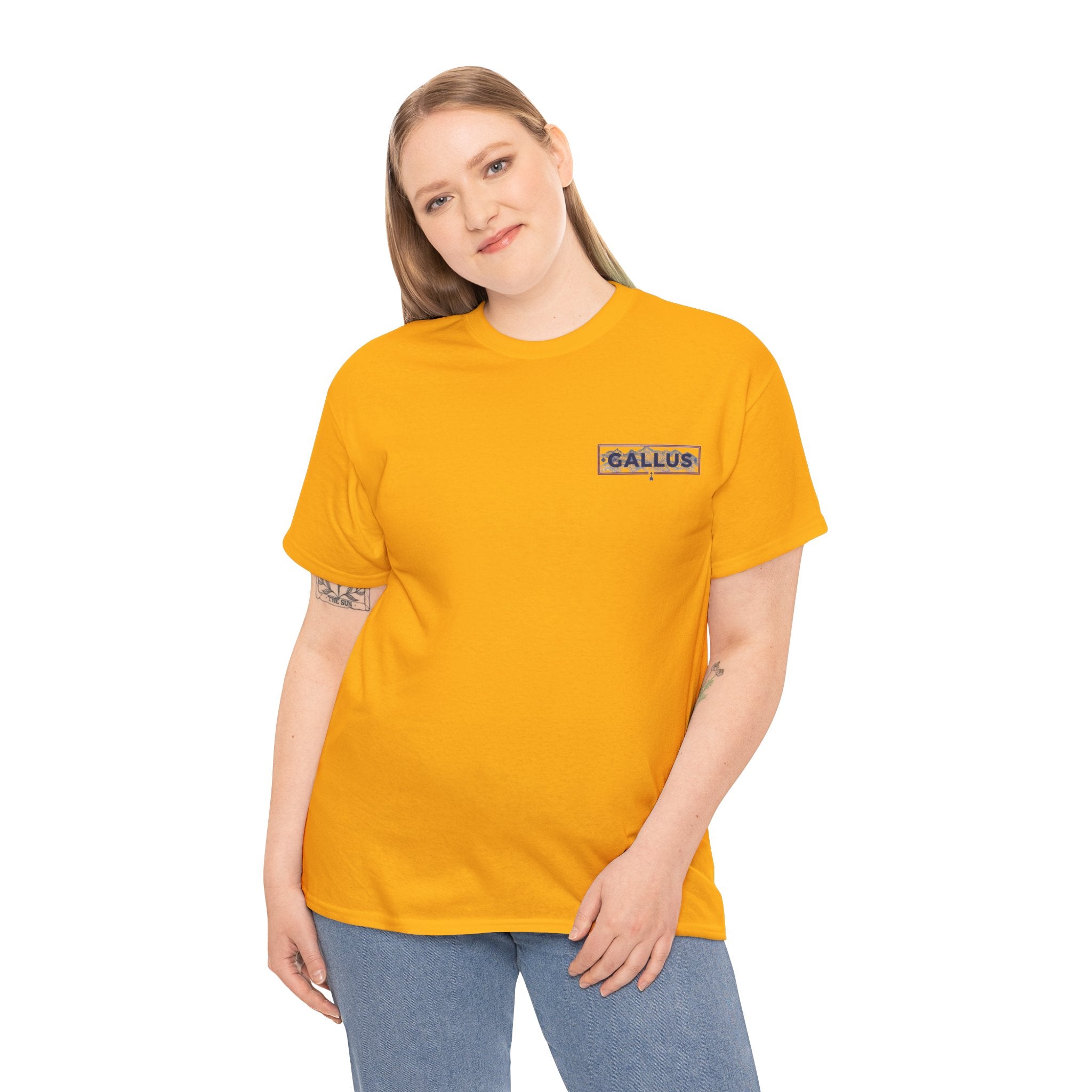 Gallus Logo Tee — Minimal Chest Patch White T-Shirt