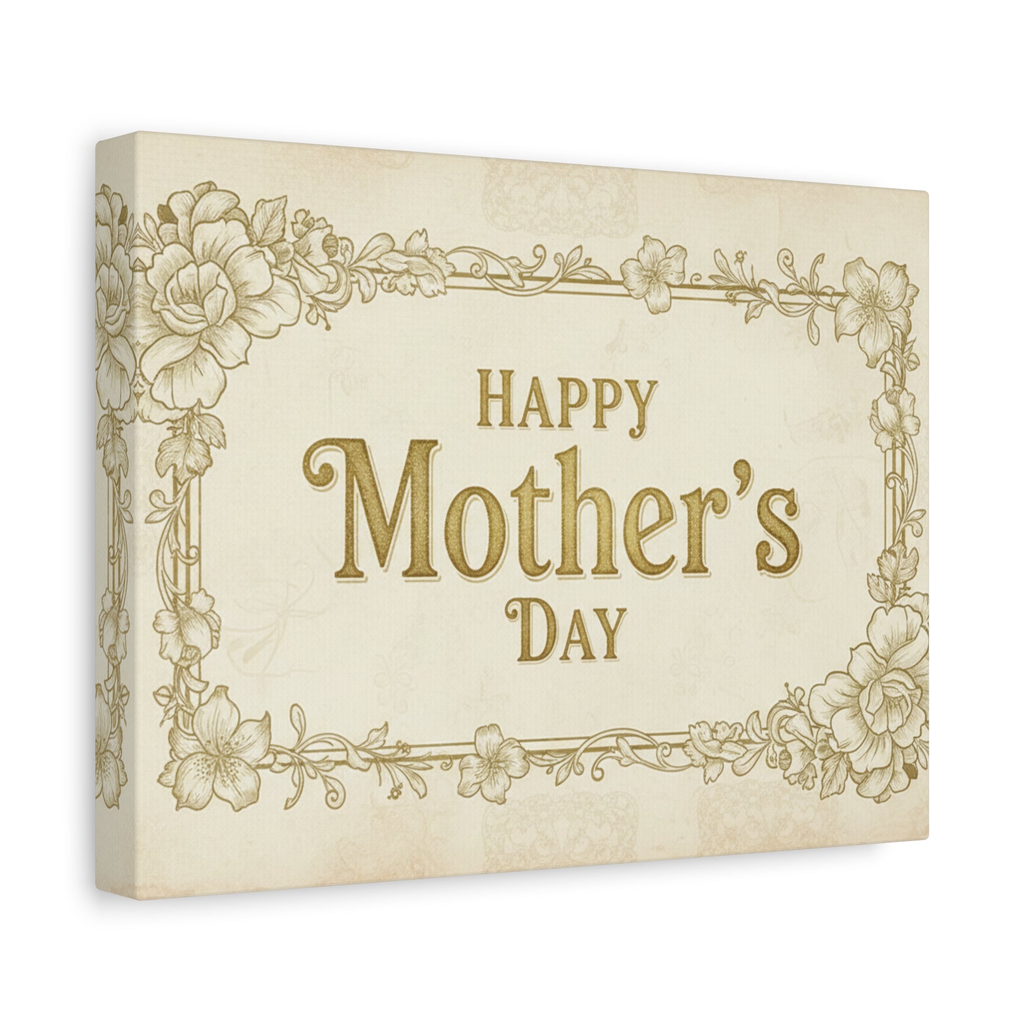 Mother's Day Canvas Wall Art — "Happy Mother's Day" Vintage Floral Matte Print