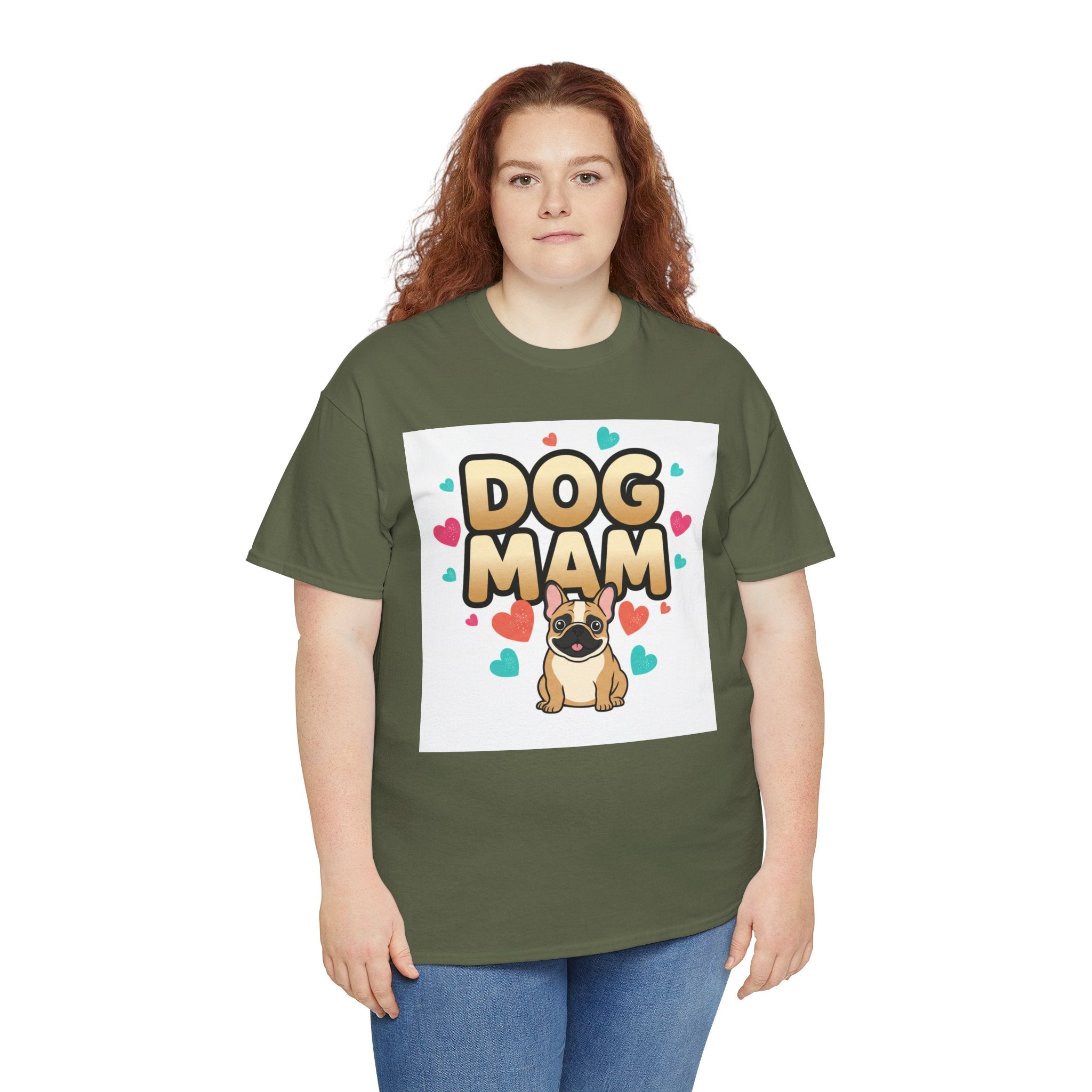Dog Mom T-Shirt — Cute Pug Design with Hearts, Perfect Gift for Dog Lovers