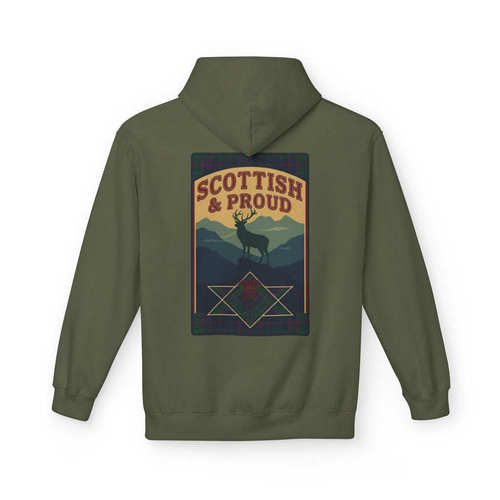 Scottish Hoodie — "Scottish & Proud" Vintage Stag Graphic Pullover