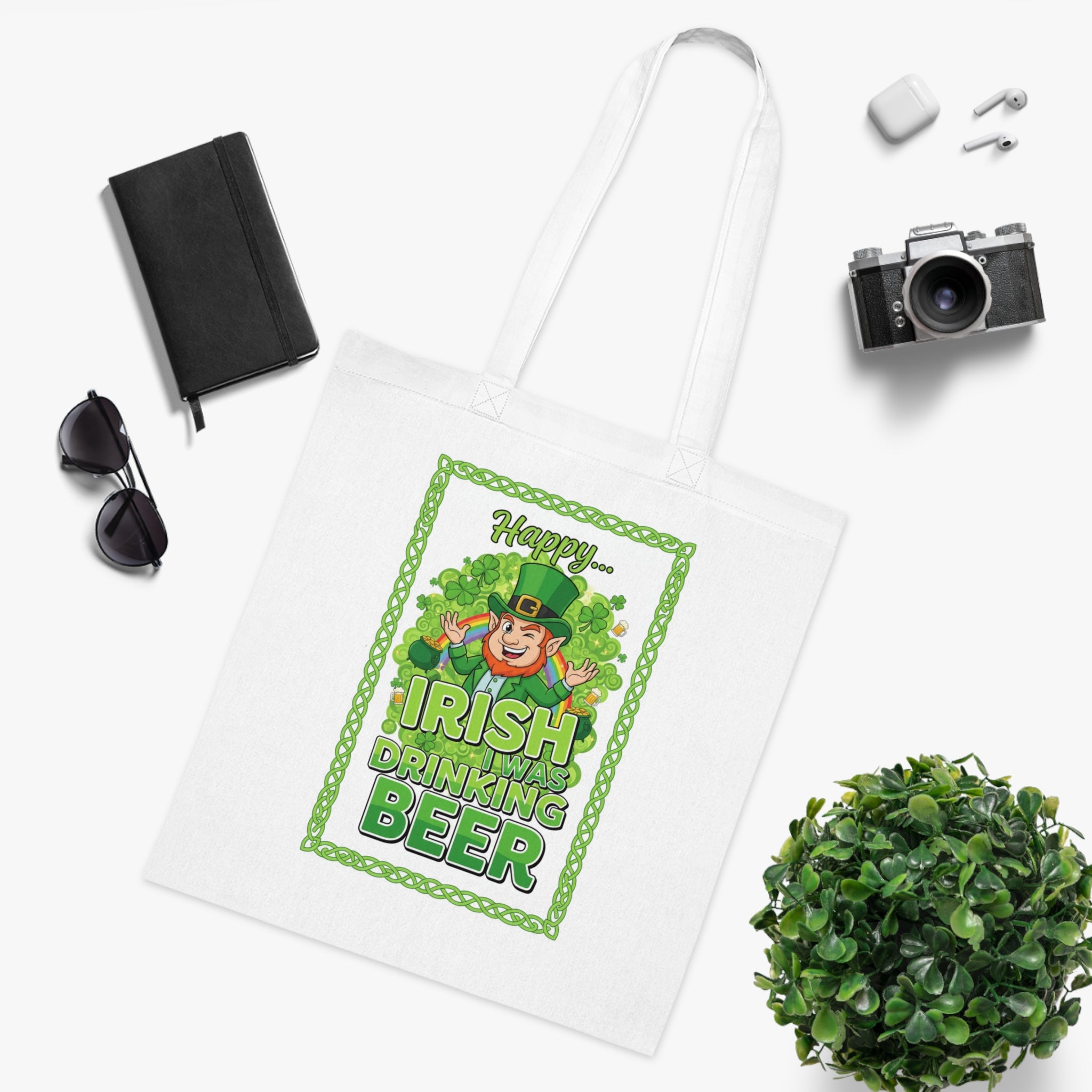 St. Patrick’s Day Irish Drinking Beer Cotton Tote - Leprechaun Shamrock Grocery Bag