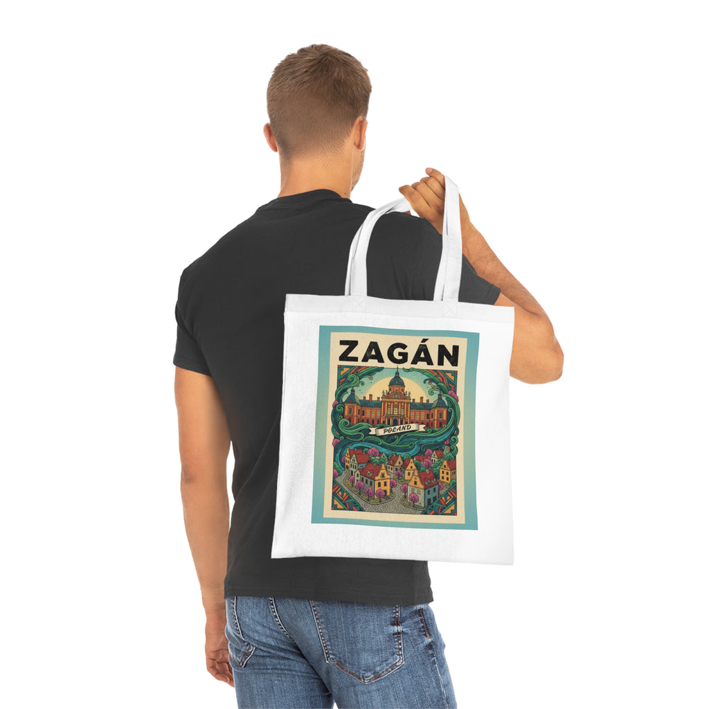 Zagán Vintage Travel Tote Bag — Retro Cityscape Cotton Market Bag