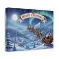 Merry Christmas Canvas Wall Art — Santa Sleigh over Snowy Village