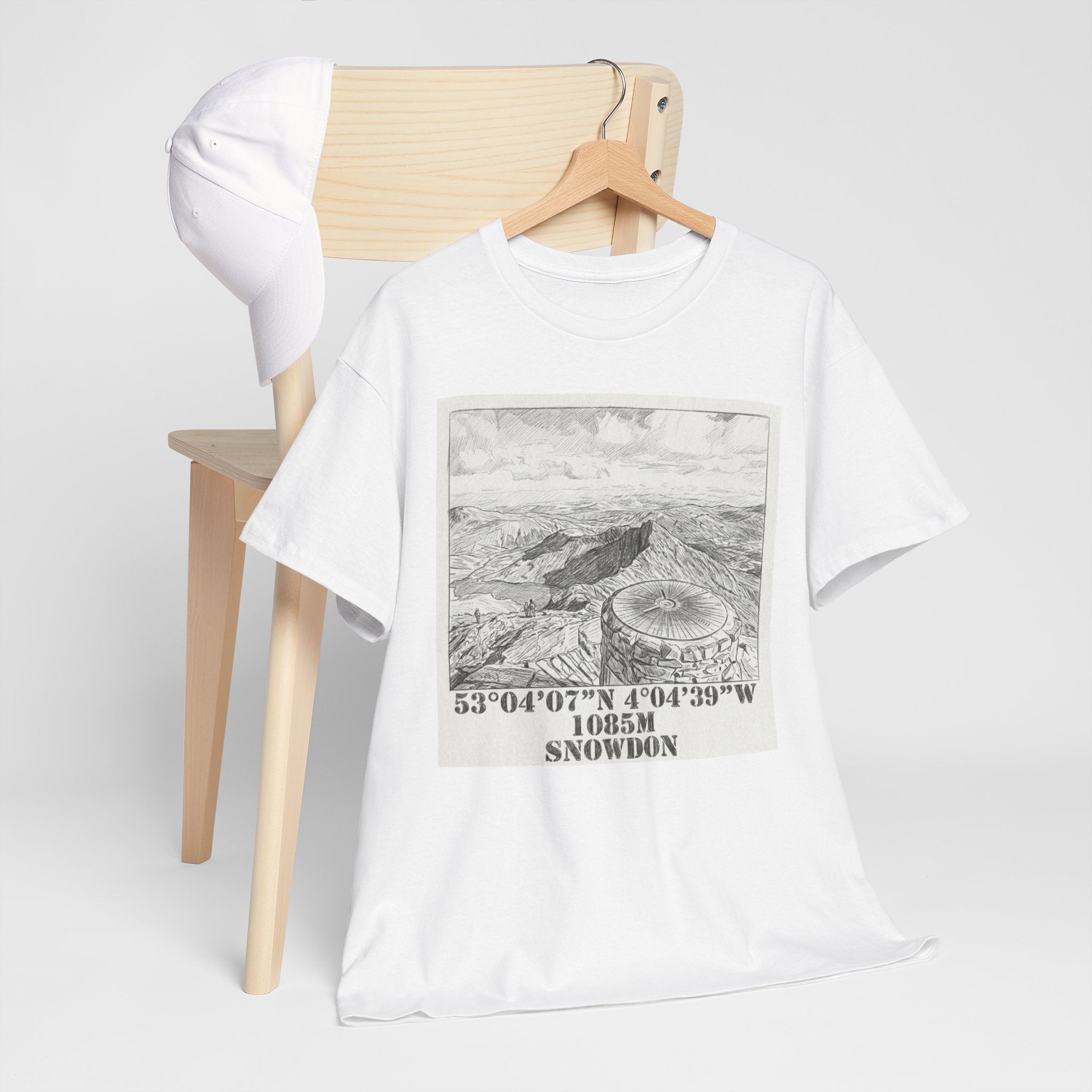 Snowdon Mountain Tee — Vintage Map Illustration with Coordinates