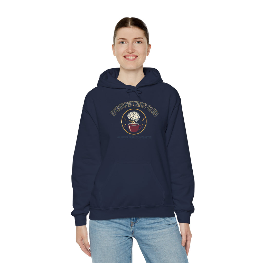 Overthinkers Club Hoodie | varsity style, irony club merch