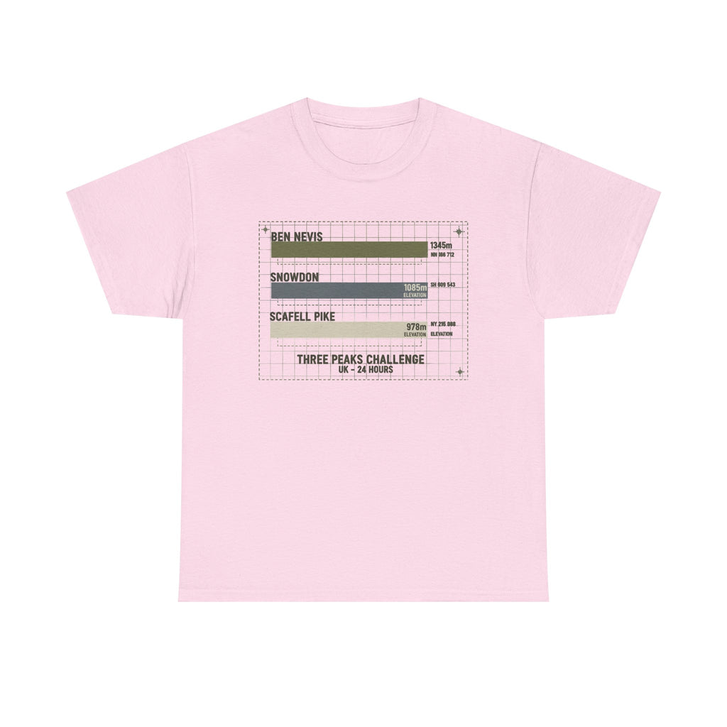 Three Peaks Challenge Graphic T-Shirt — Retro UK Mountain Hiking Tee