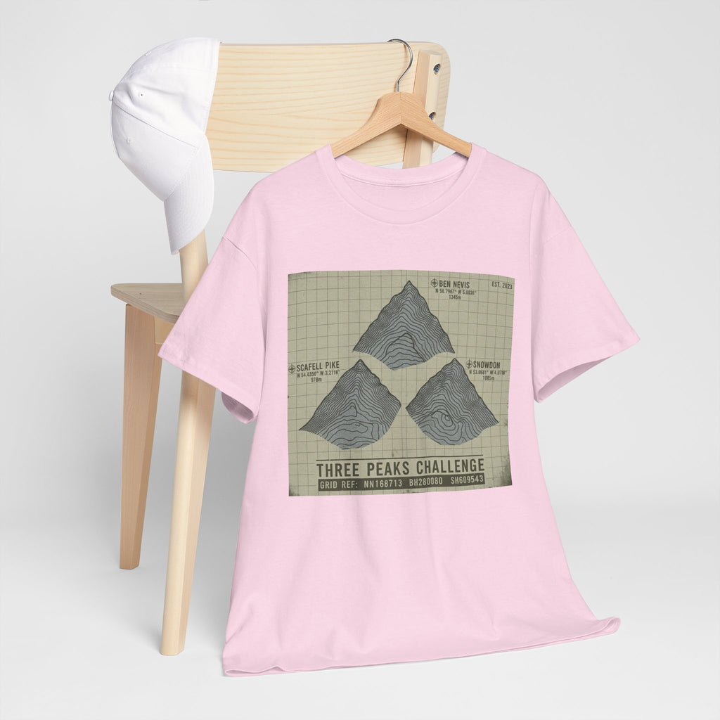 Three Peaks Challenge Graphic T-Shirt — Retro UK Mountain Summit Tee