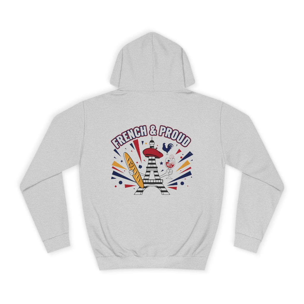French & Proud College Hoodie — Baguette, Eiffel Tower Graphic Hoodie