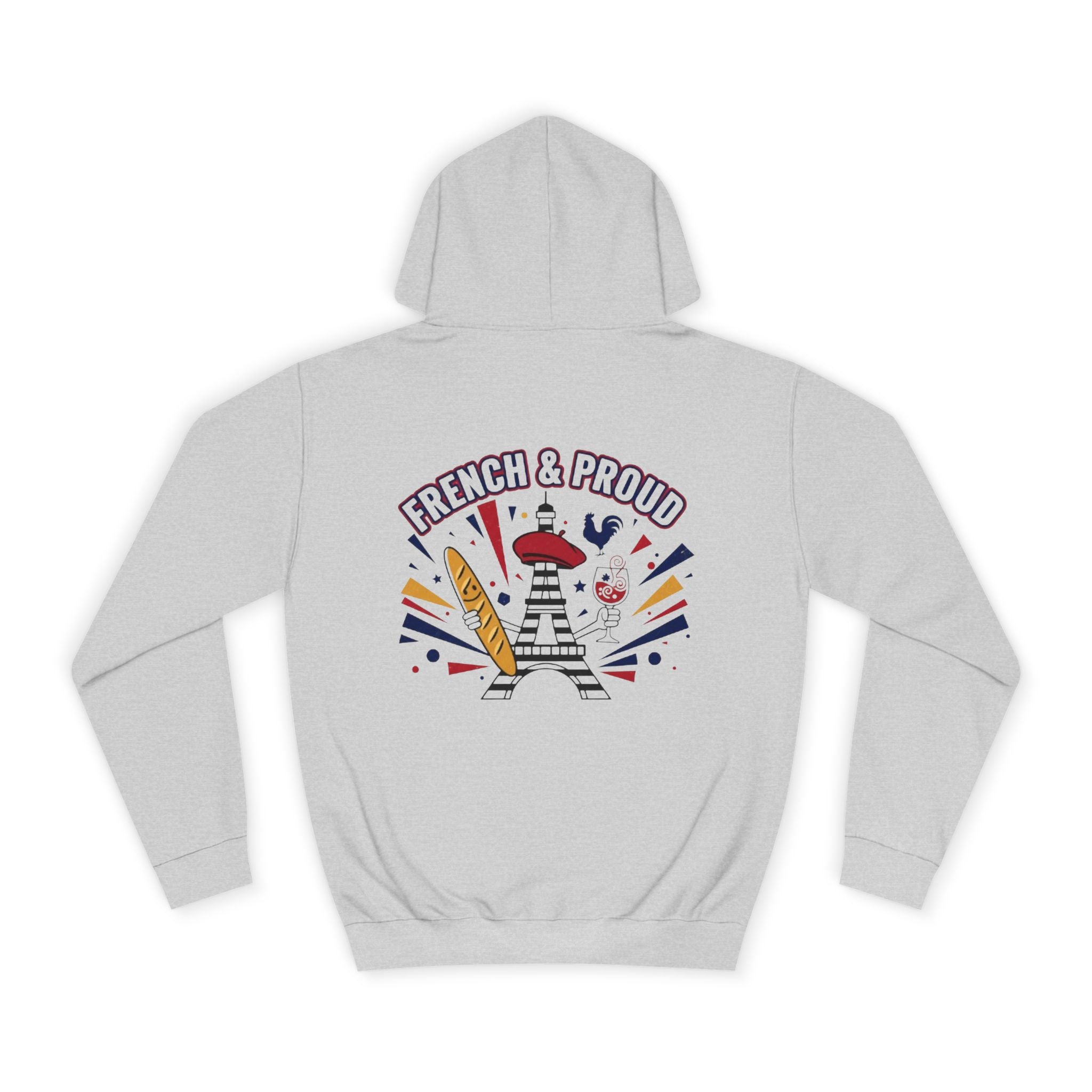 French & Proud College Hoodie — Baguette, Eiffel Tower Graphic Hoodie