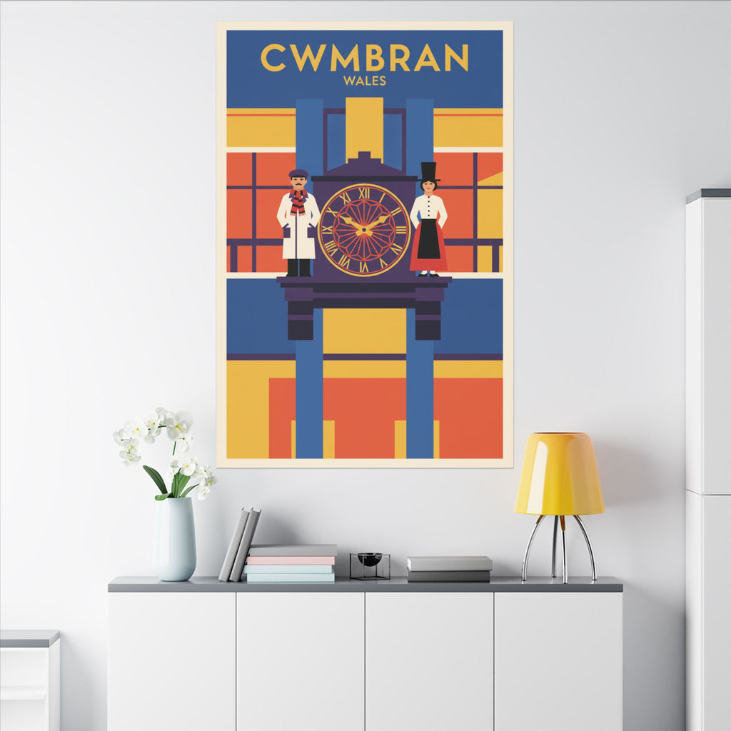 Cwmbran Wales Vintage Clock Tower Matte Canvas Print