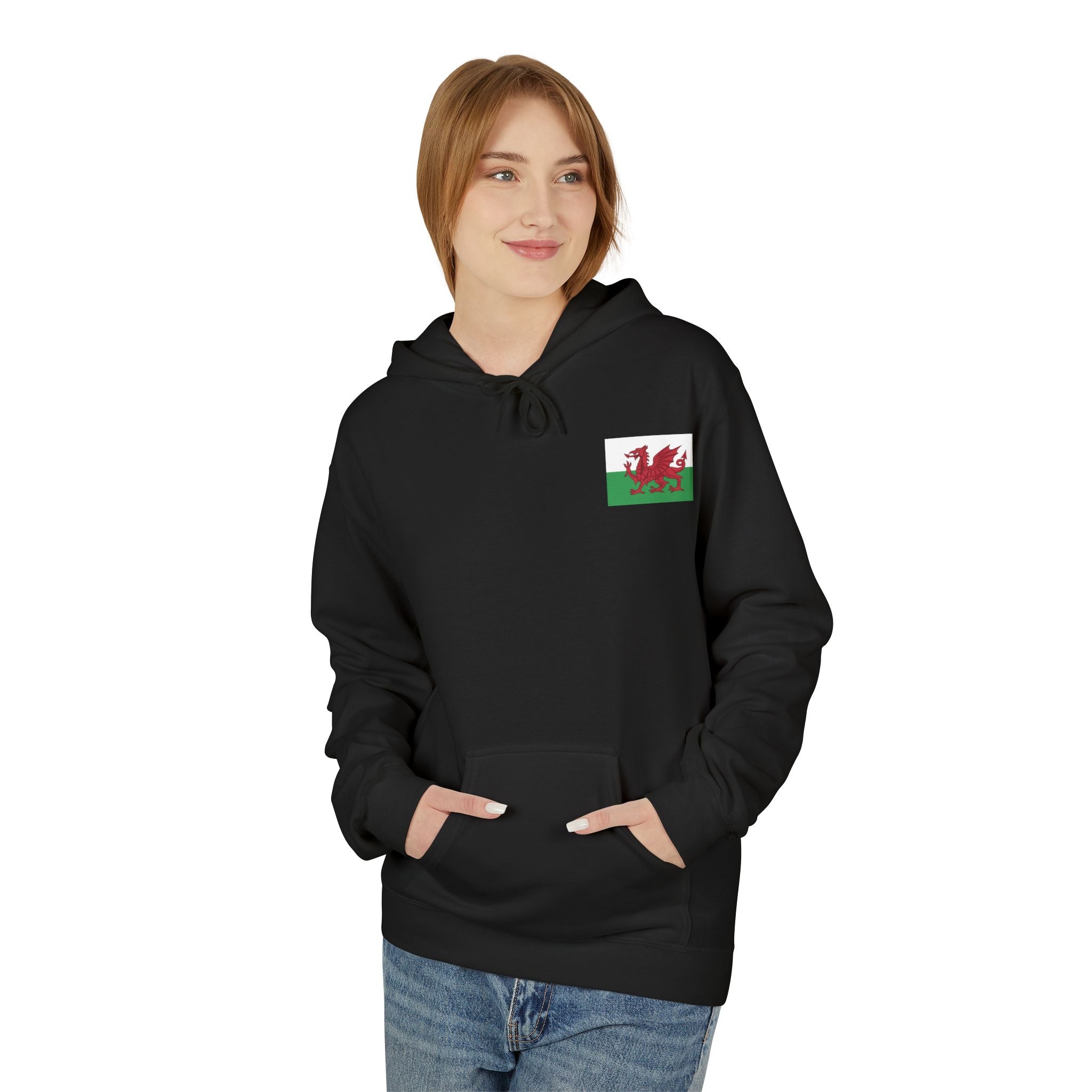 Welsh Dragon Drinking Beer Hoodie — Rugby Pub Fan Pullover