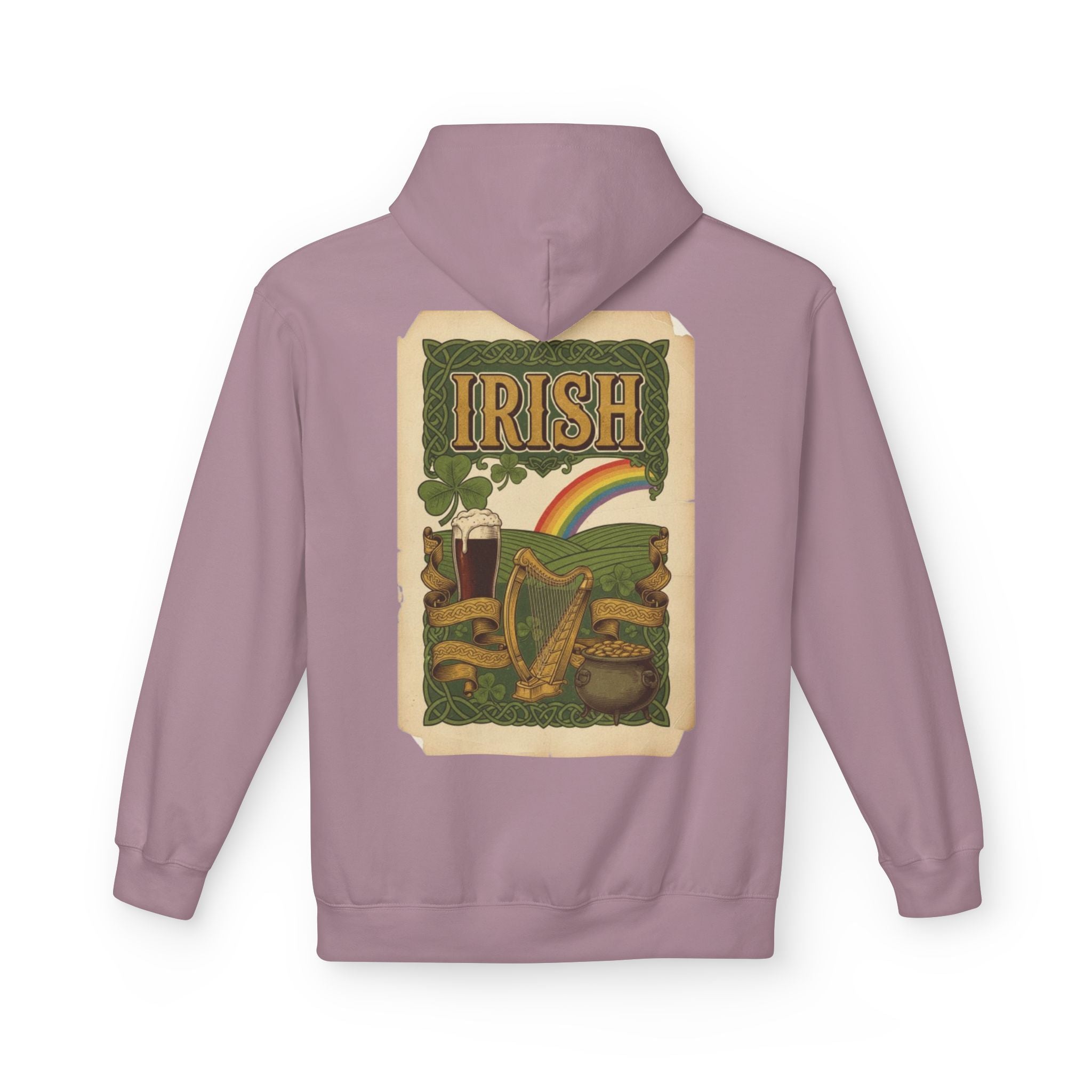 Irish Vintage Poster Hoodie – Retro Rainbow & Harp St. Patrick’s Sweatshirt