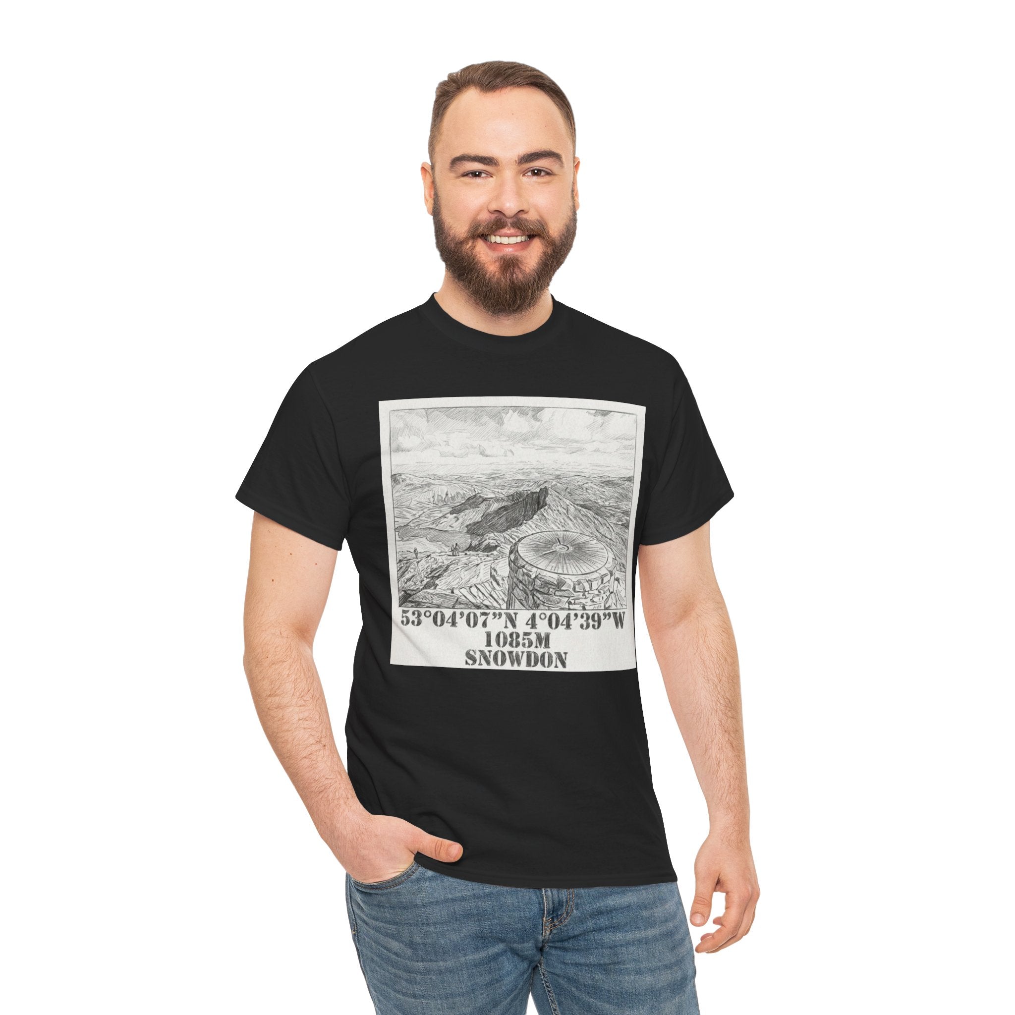 Snowdon Mountain Tee — Vintage Map Illustration with Coordinates