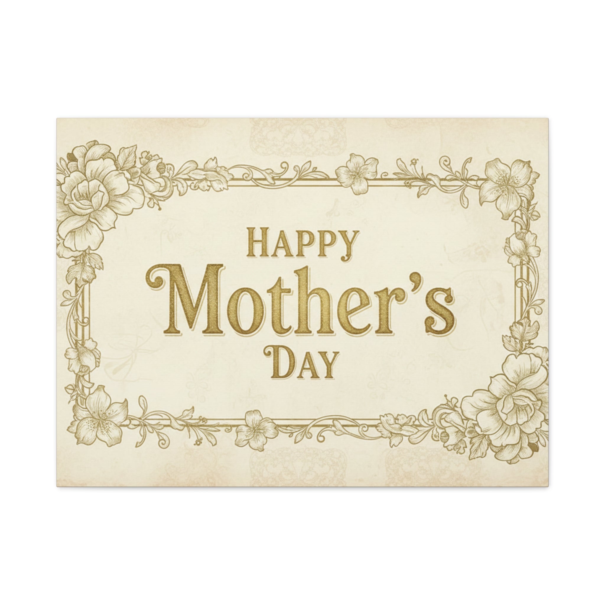 Mother's Day Canvas Wall Art — "Happy Mother's Day" Vintage Floral Matte Print
