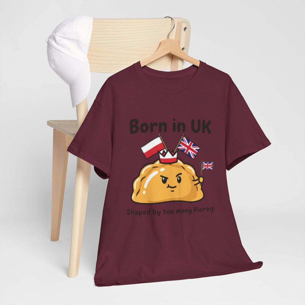 Born in UK Pierogi T‑Shirt — Funny Polish‑British Pride Tee