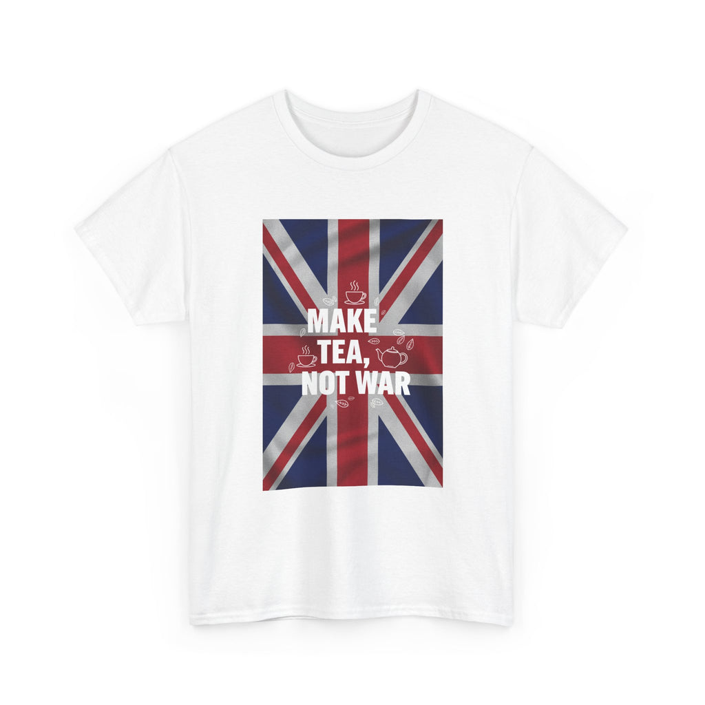 Make Tea, Not War T-Shirt — British Flag Peace Tea Tee