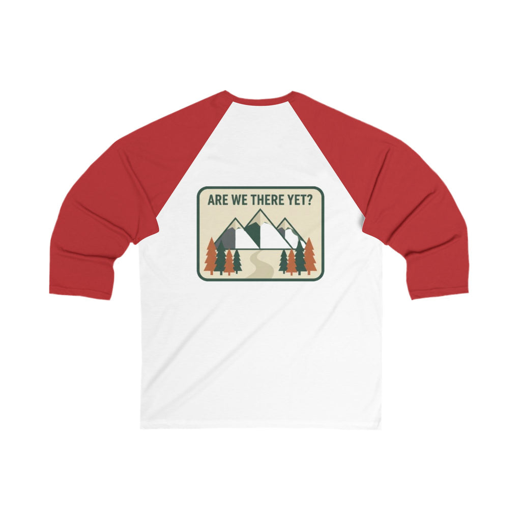 Are We There Yet? Baseball Tee — Retro Mountain Camping Raglan