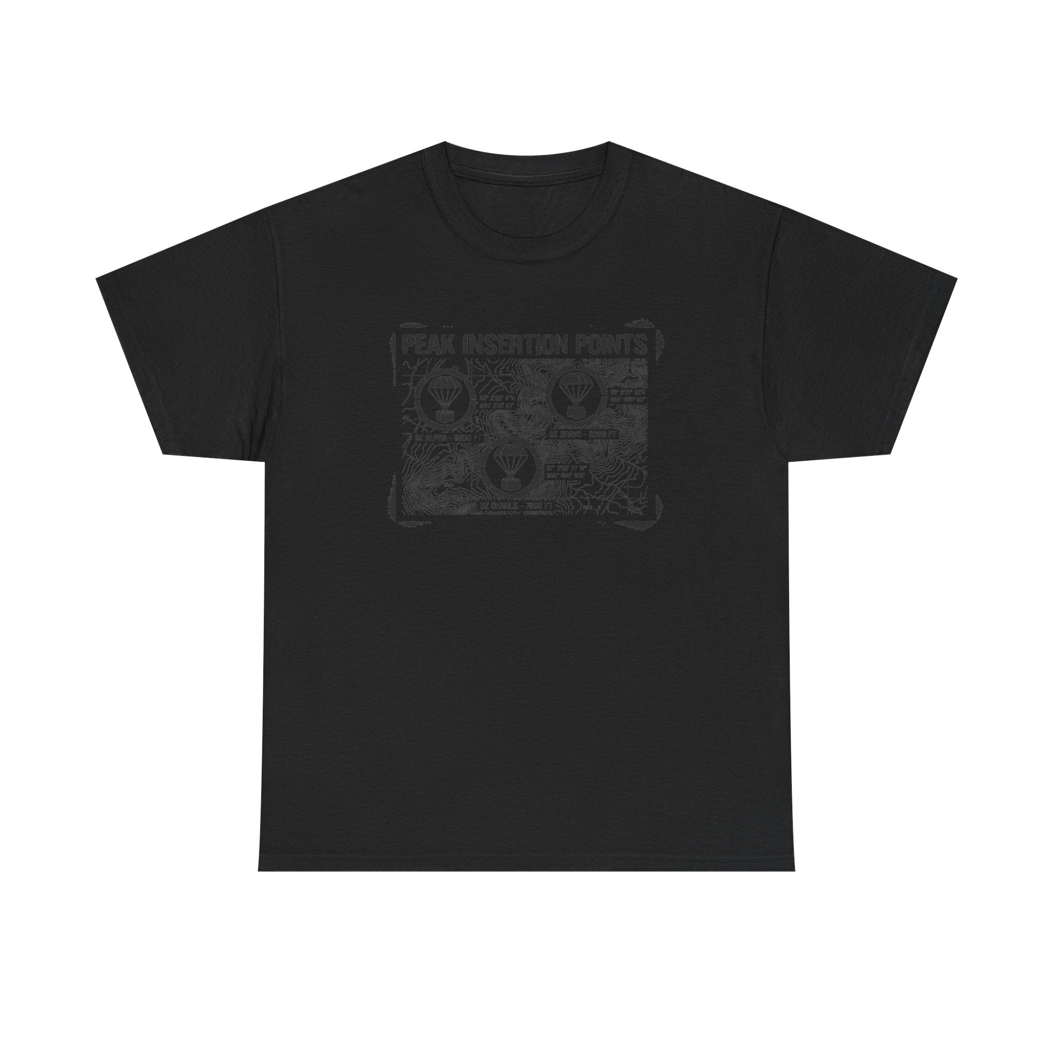Retro Mountain Schematic Graphic T-Shirt — Technical Diagram Hiking Tee