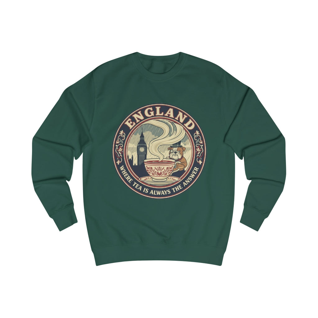 England Tea Sweatshirt - Vintage London Tea Cup Design ('Where Tea Is Always the Answer')