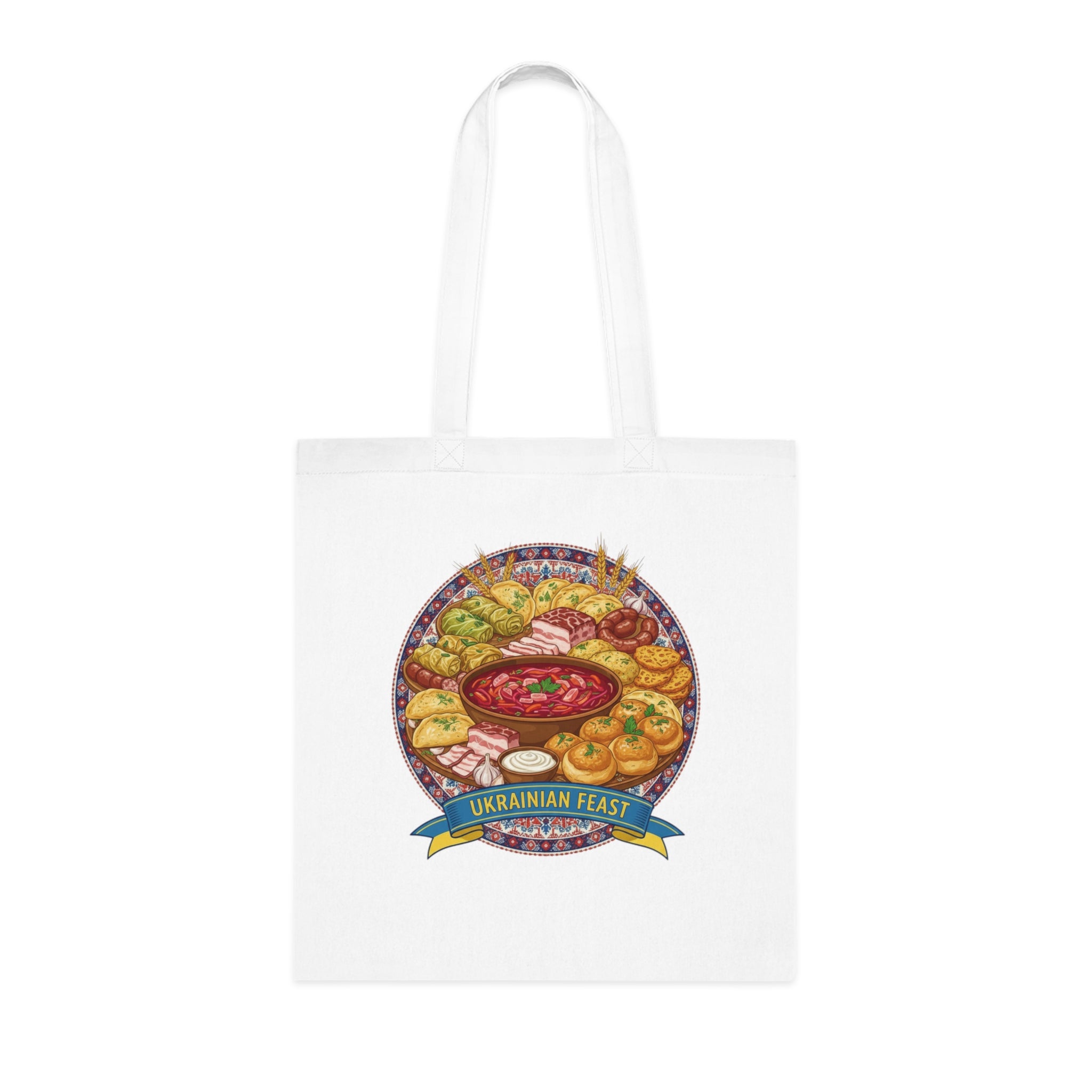 Ukrainian Feast Tote Bag — Illustrated Ukrainian Food Market Grocery Tote