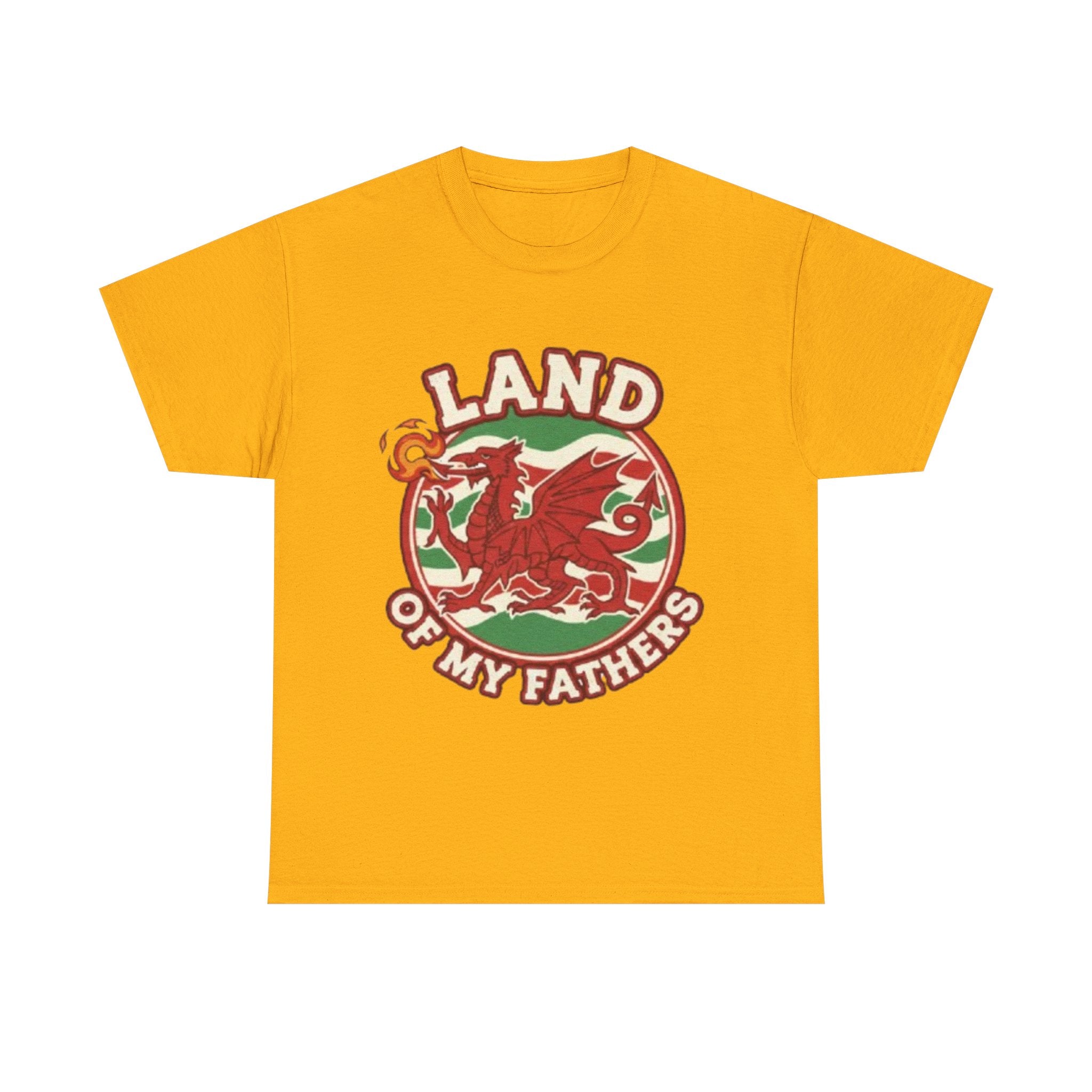 Land of My Fathers T‑Shirt — Welsh Dragon Vintage Crest Tee