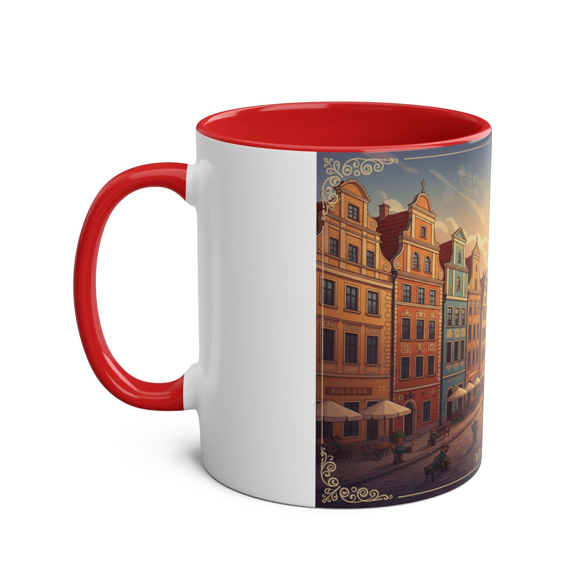 Wrocław Vintage Cityscape Mug — 11oz Two-Tone Coffee Cup