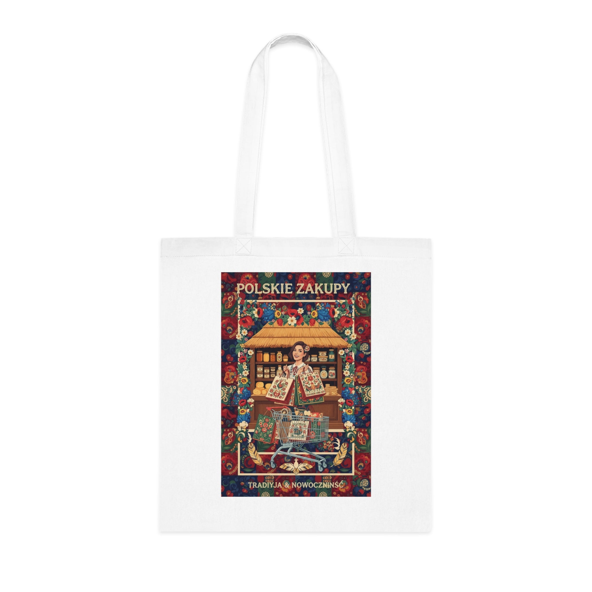 Polskie Zakupy Vintage Market Tote — Polish Folk Art Cotton Bag