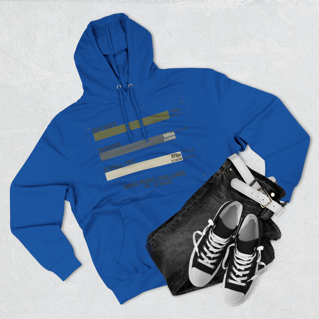 Three Peaks Challenge Hoodie — Retro Ben Nevis, Scafell Pike & Snowdon Pullover