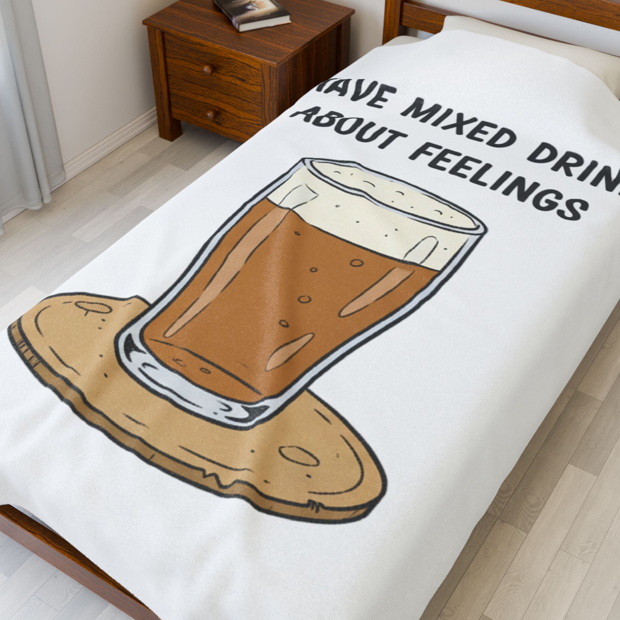 I Have Mixed Drinks About Feelings Velveteen Blanket | sarcastic gratitude, thankful but tired
