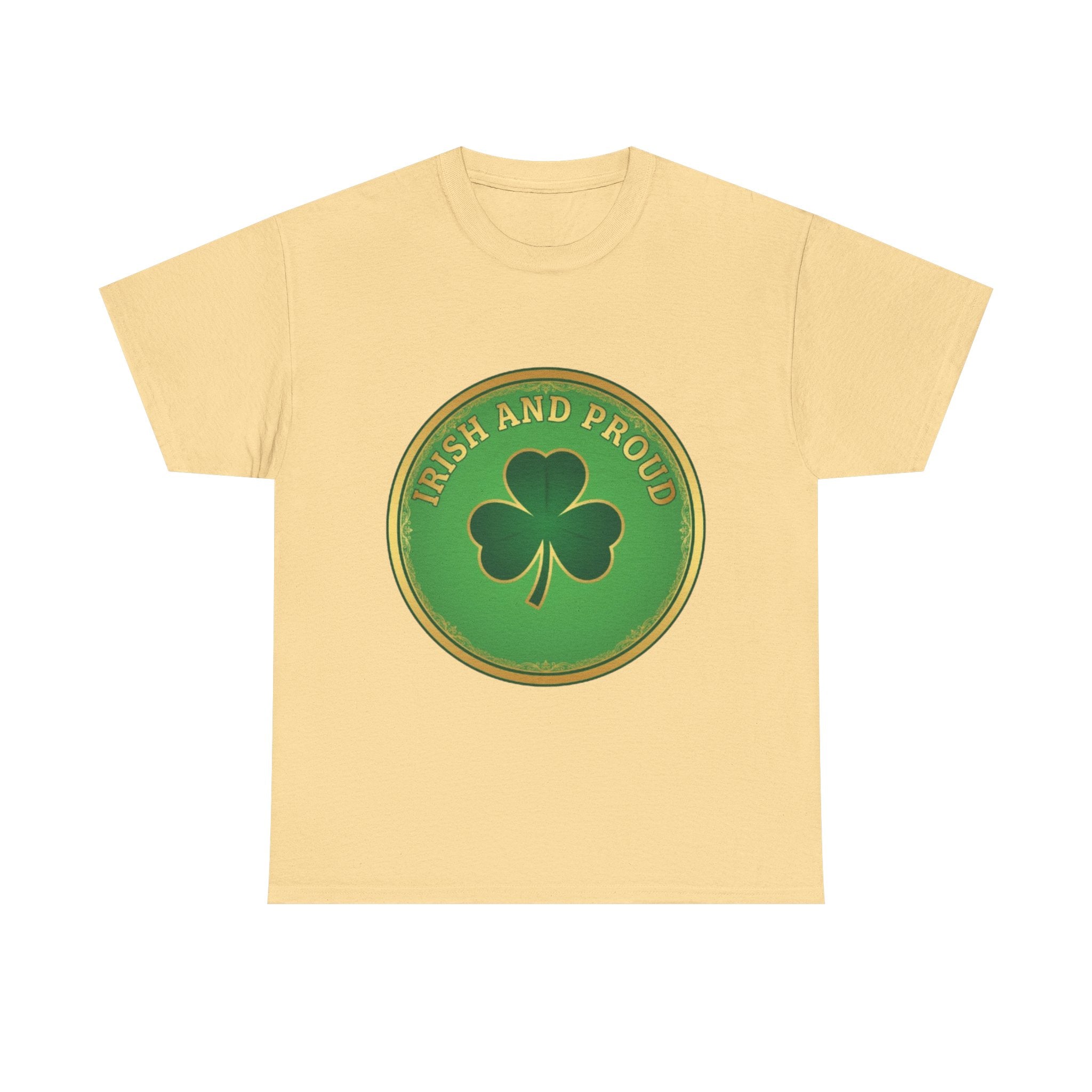 Irish and Proud T-Shirt — Green Shamrock Emblem Tee for St. Patrick's Day