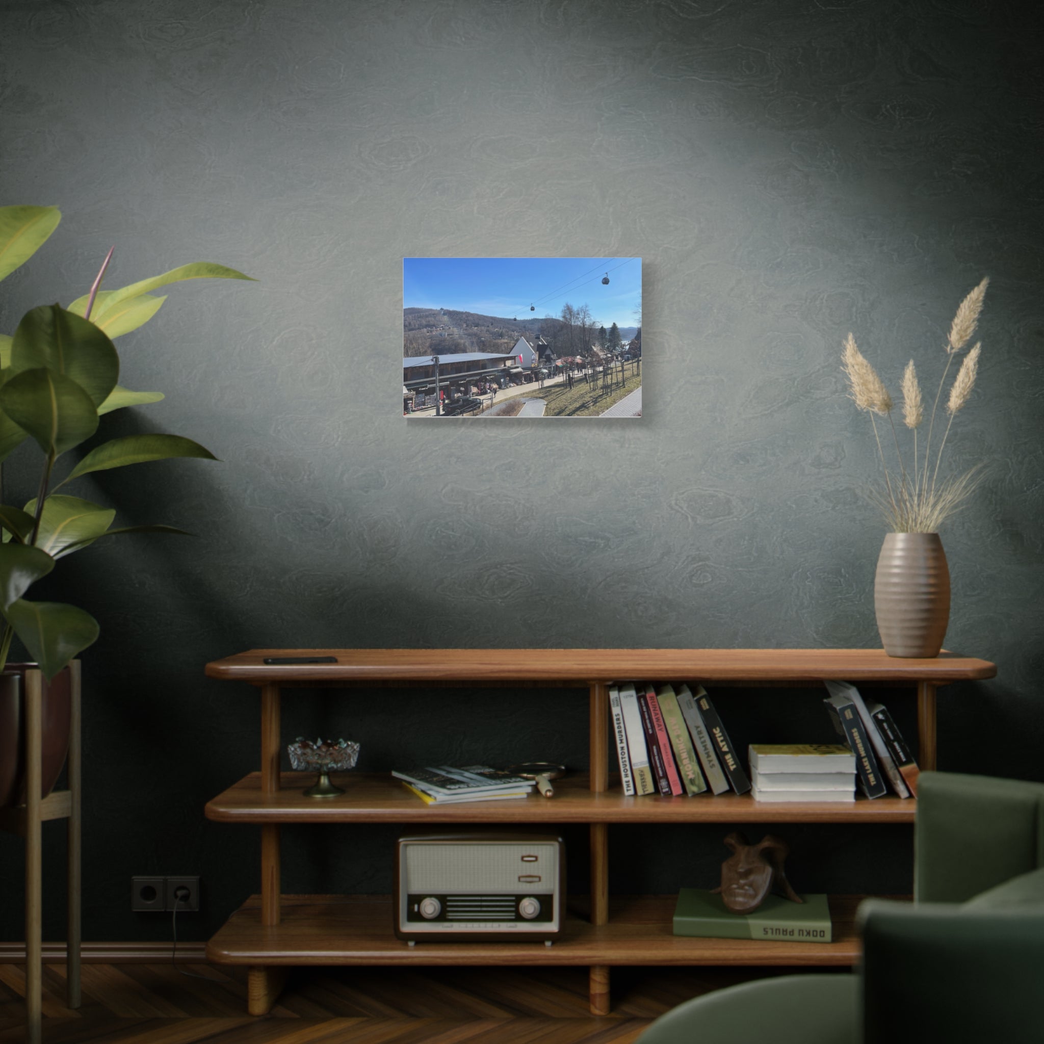 Resort Gondola Matte Canvas Wall Art — Mountain Village Landscape Print